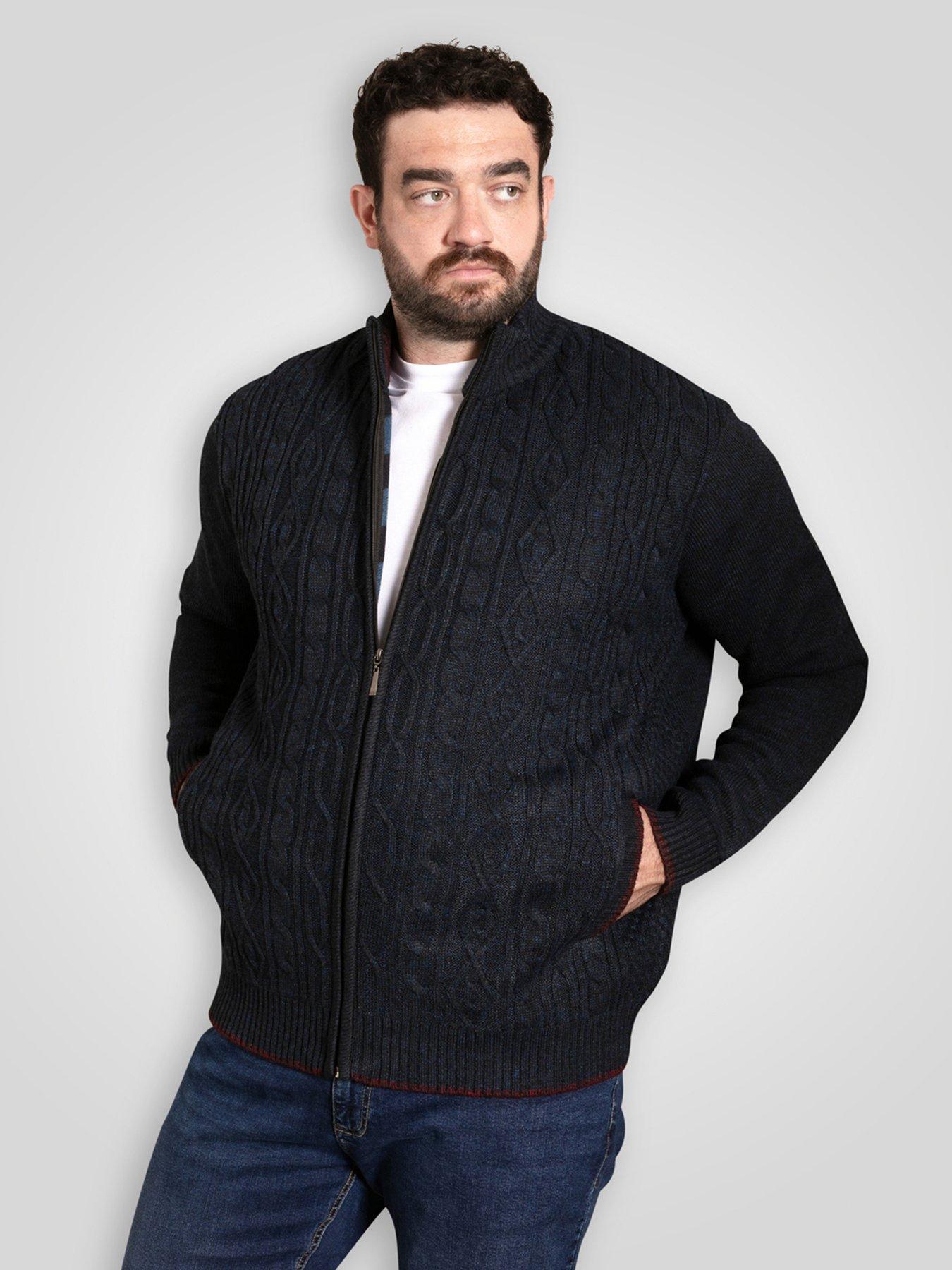 d555-knitted-jumper-zip-through-cable-with-bonded-check-lining-navy