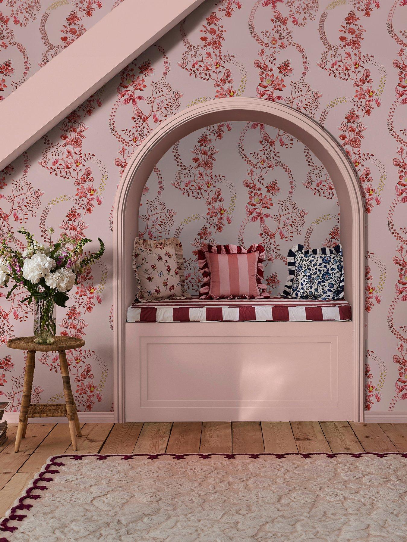 Cath Kidston Road Floral Pink  &  Red Wallpaper