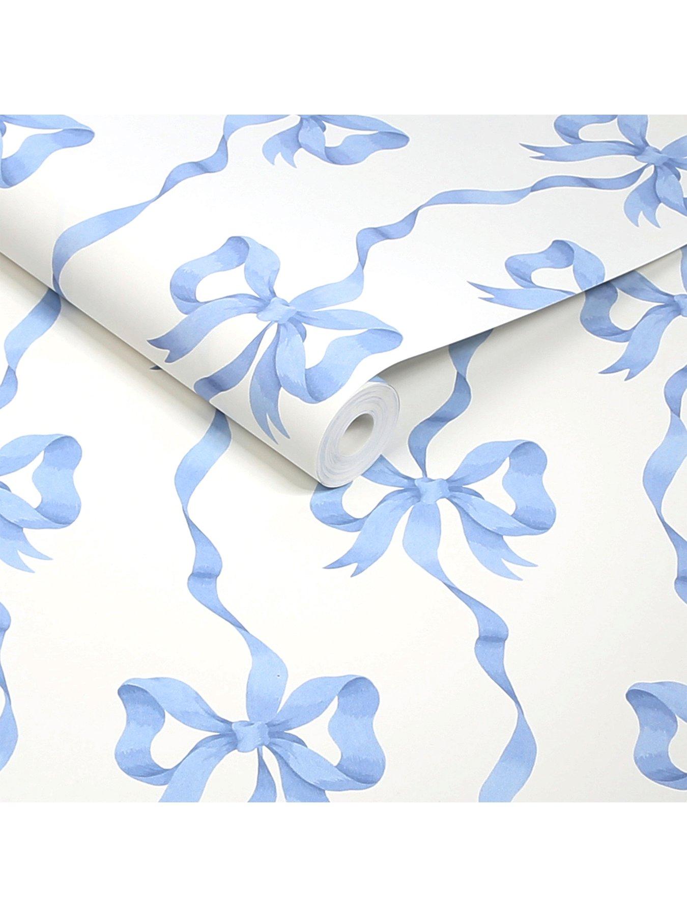 Image 2 of 3 of Cath Kidston Ribbon Bow Blue Wallpaper