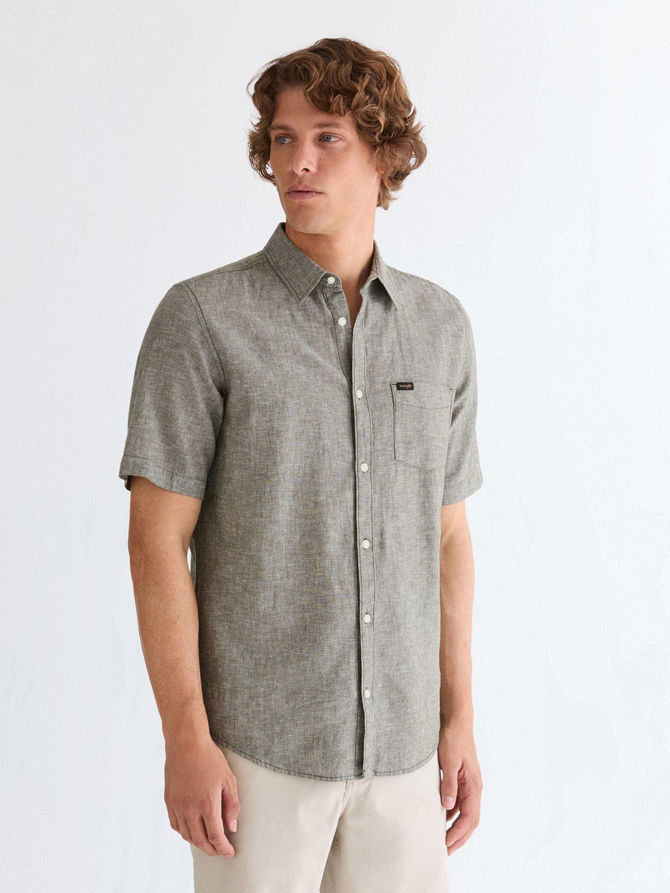Wrangler Linen Blend Short Sleeve Shirt - Deep Depths