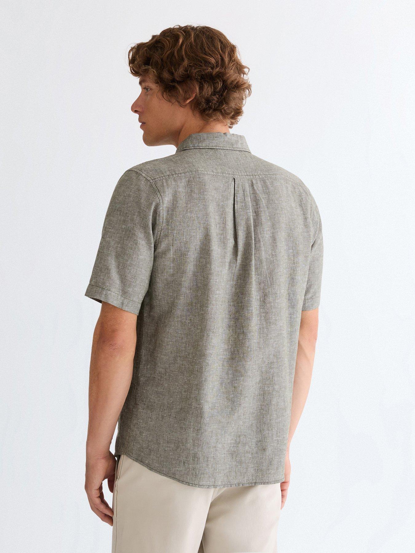 Image 2 of 5 of Wrangler Linen Blend Short Sleeve Shirt - Brown