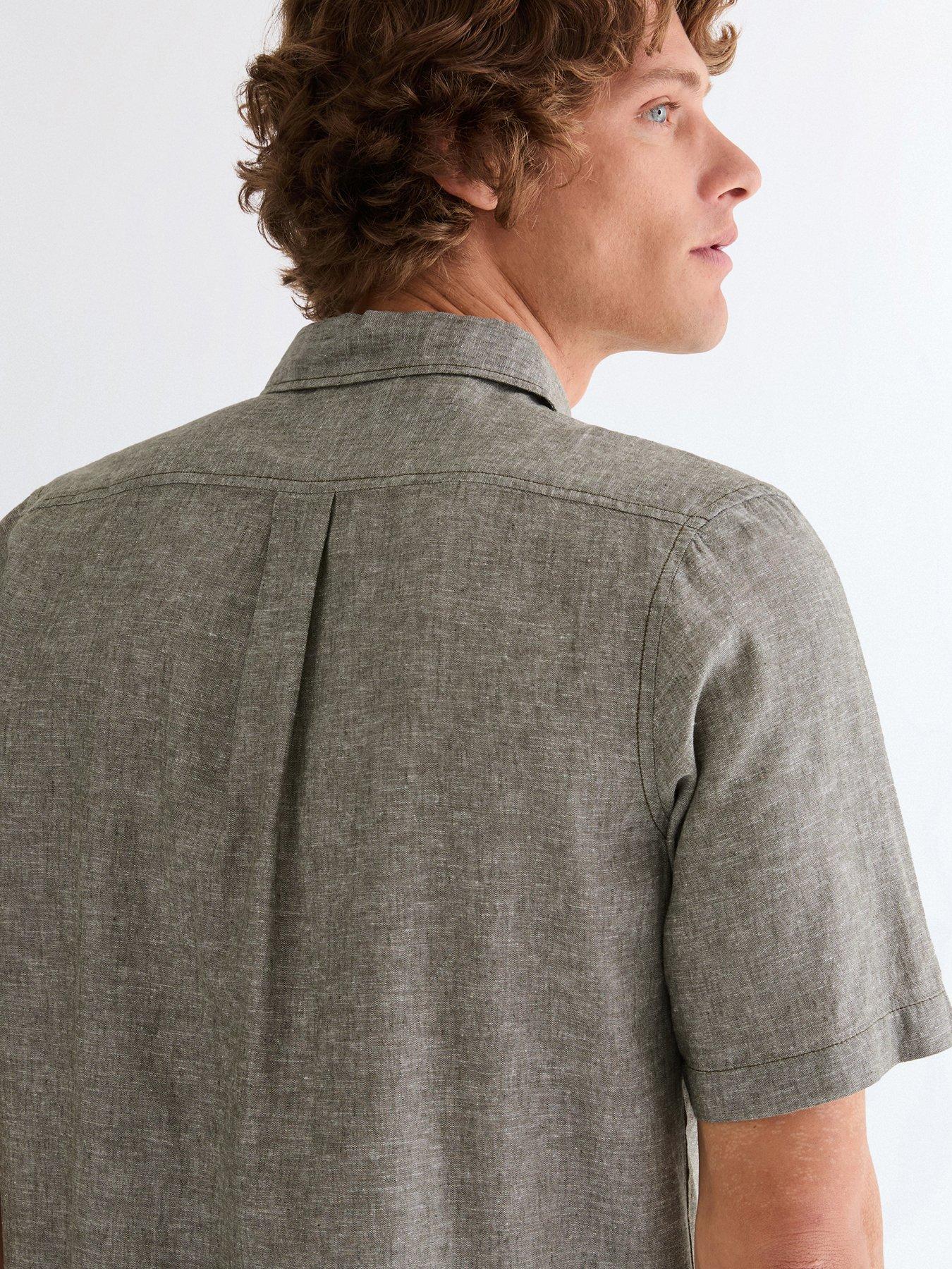 Image 4 of 5 of Wrangler Linen Blend Short Sleeve Shirt - Brown