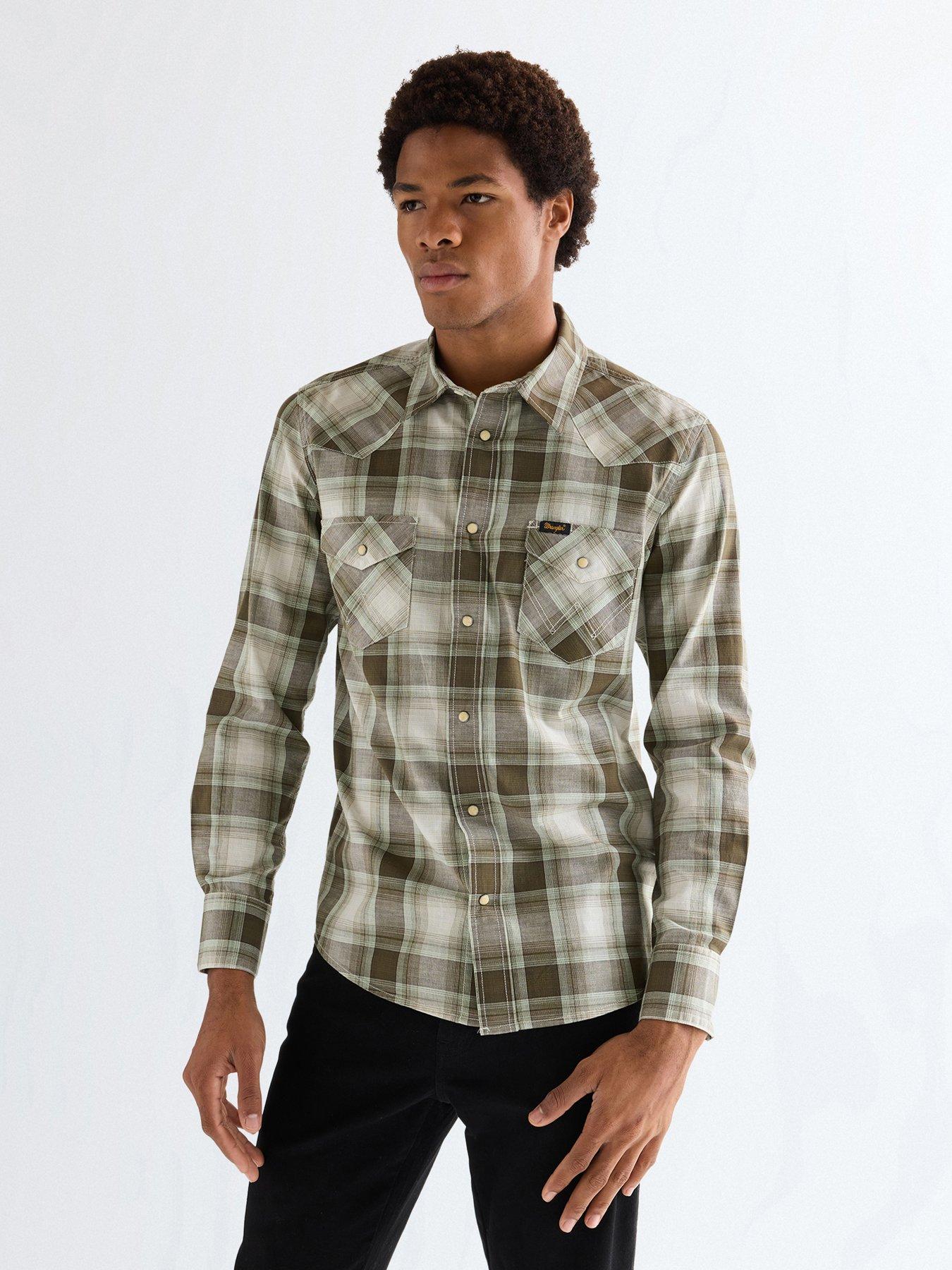 wrangler-western-check-long-sleeve-shirt-greenfront