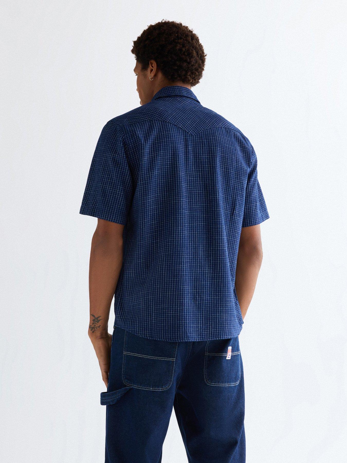 wrangler-western-short-sleeve-shirt-navystillFront