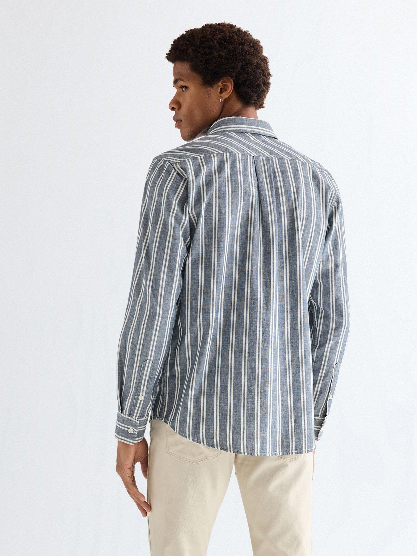 wrangler-chambray-stripe-long-sleeve-shirt-bluestillFront