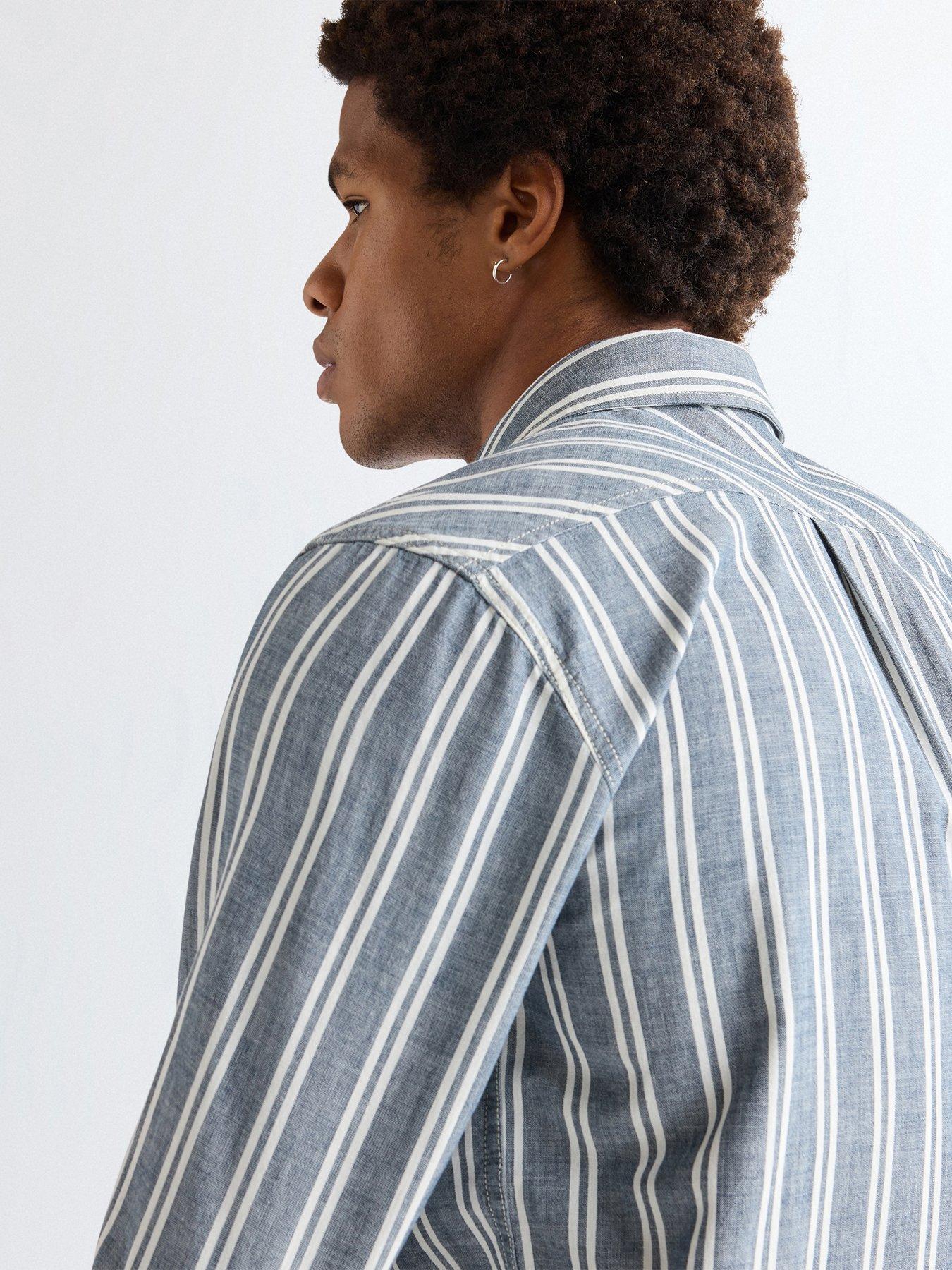 wrangler-chambray-stripe-long-sleeve-shirt-bluedetail