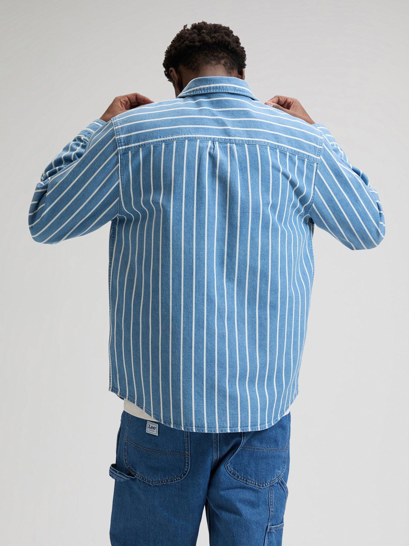 lee-buttton-down-stripe-relaxed-shirt-bluestillFront