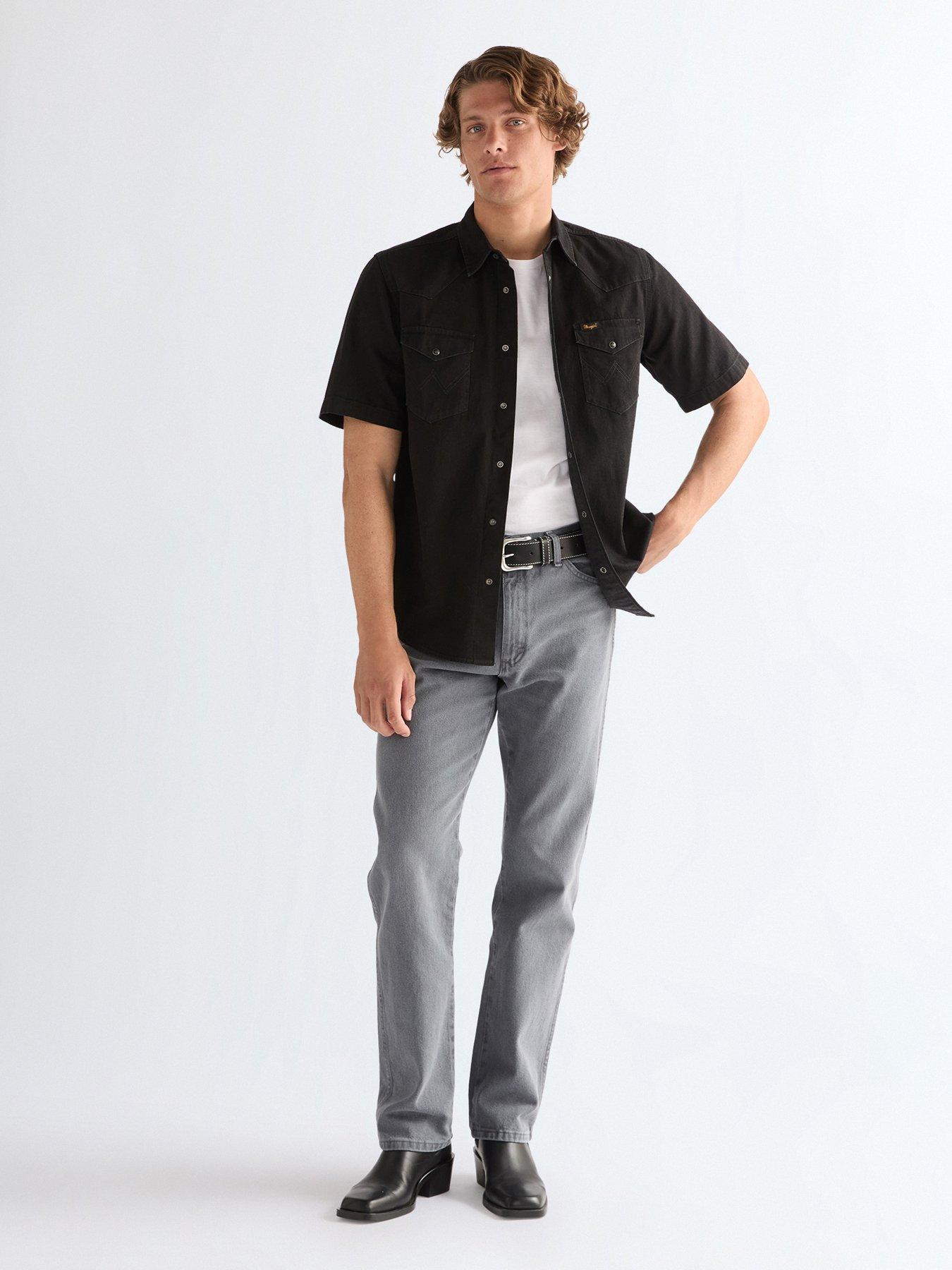 wrangler-western-denim-short-sleeve-shirt-blackback