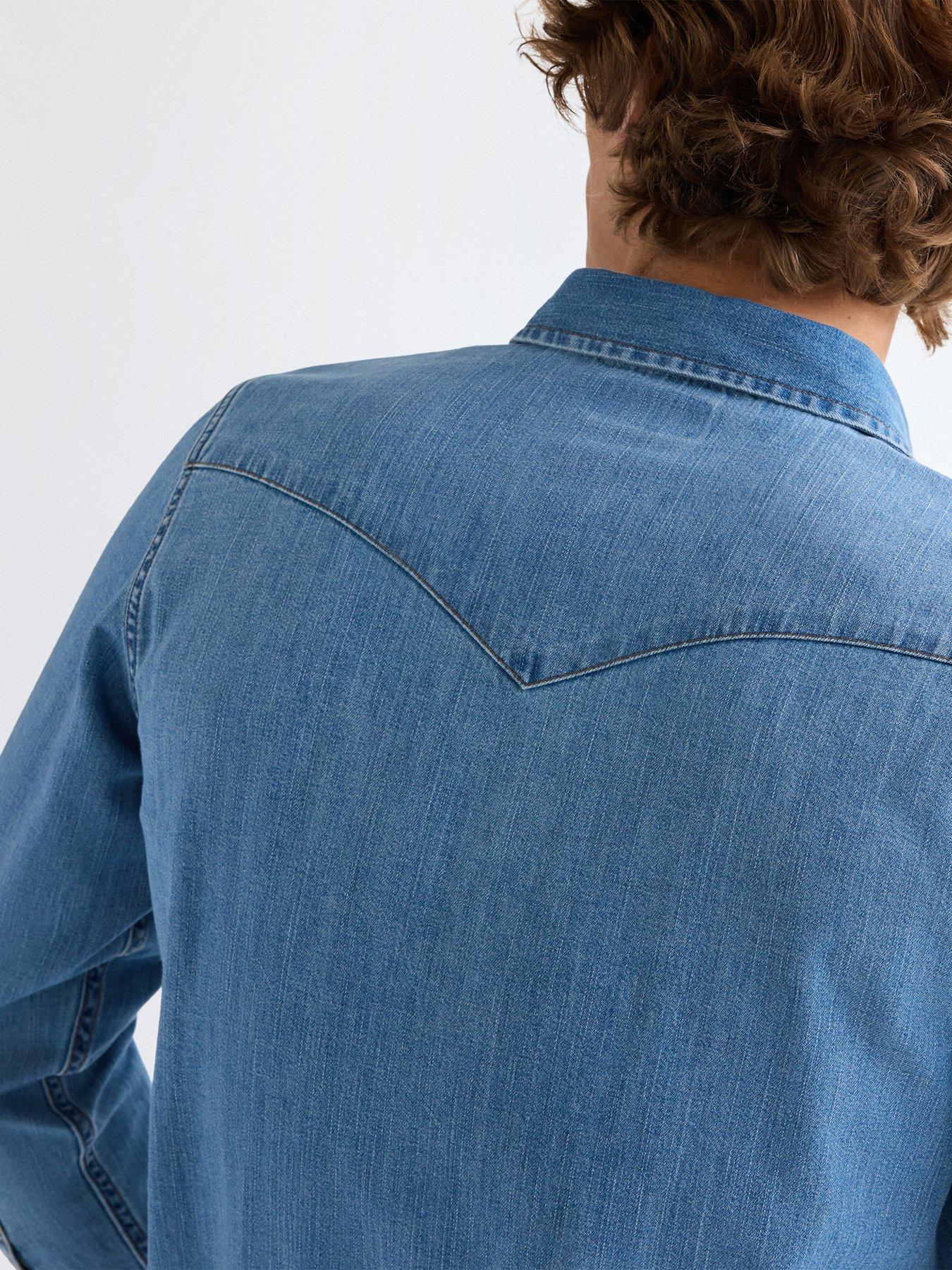 Image 4 of 4 of Wrangler Western Denim Long Sleeve Shirt - Blue