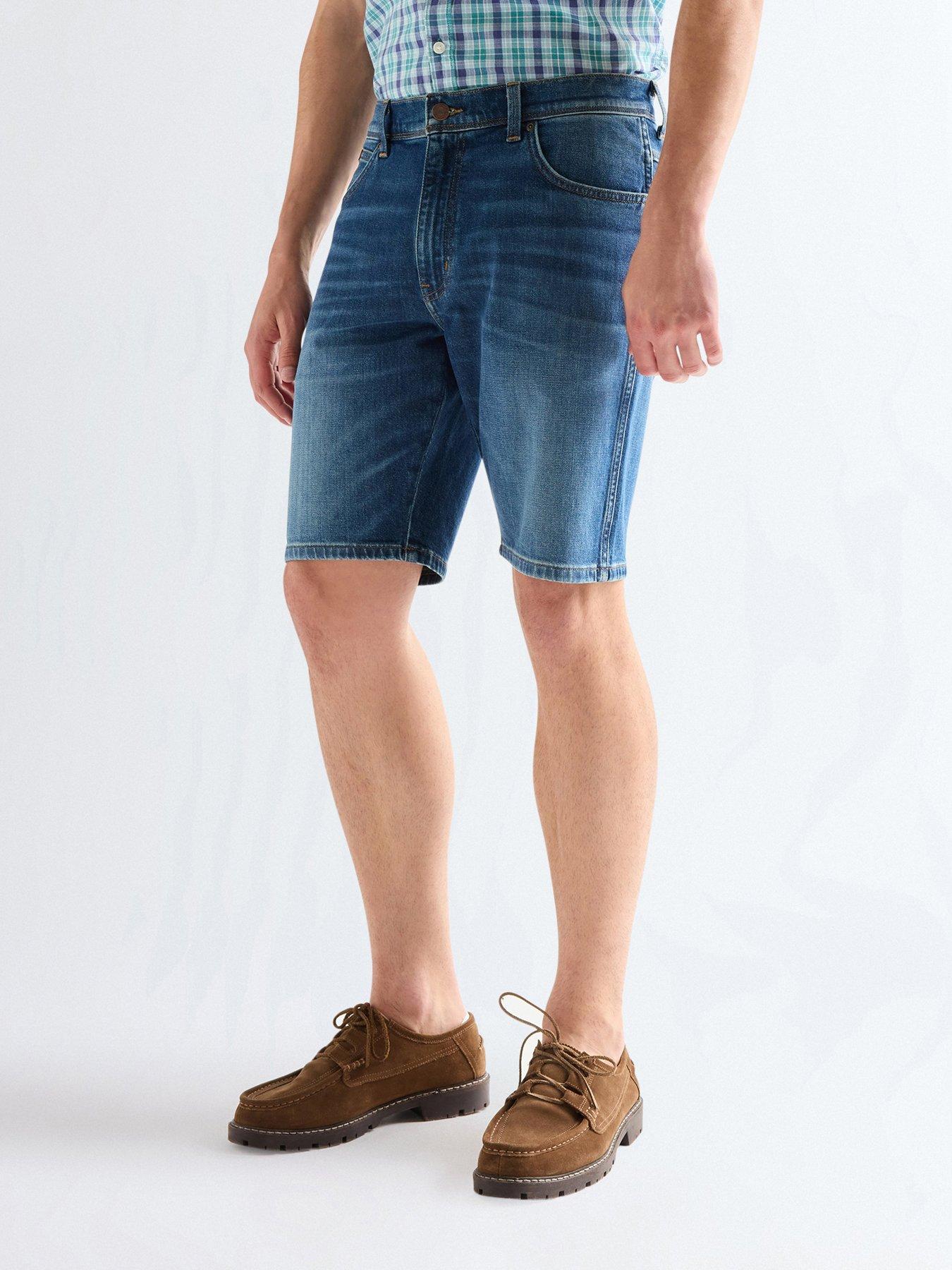Image 1 of 6 of Wrangler Texas Denim Shorts - Dark Blue