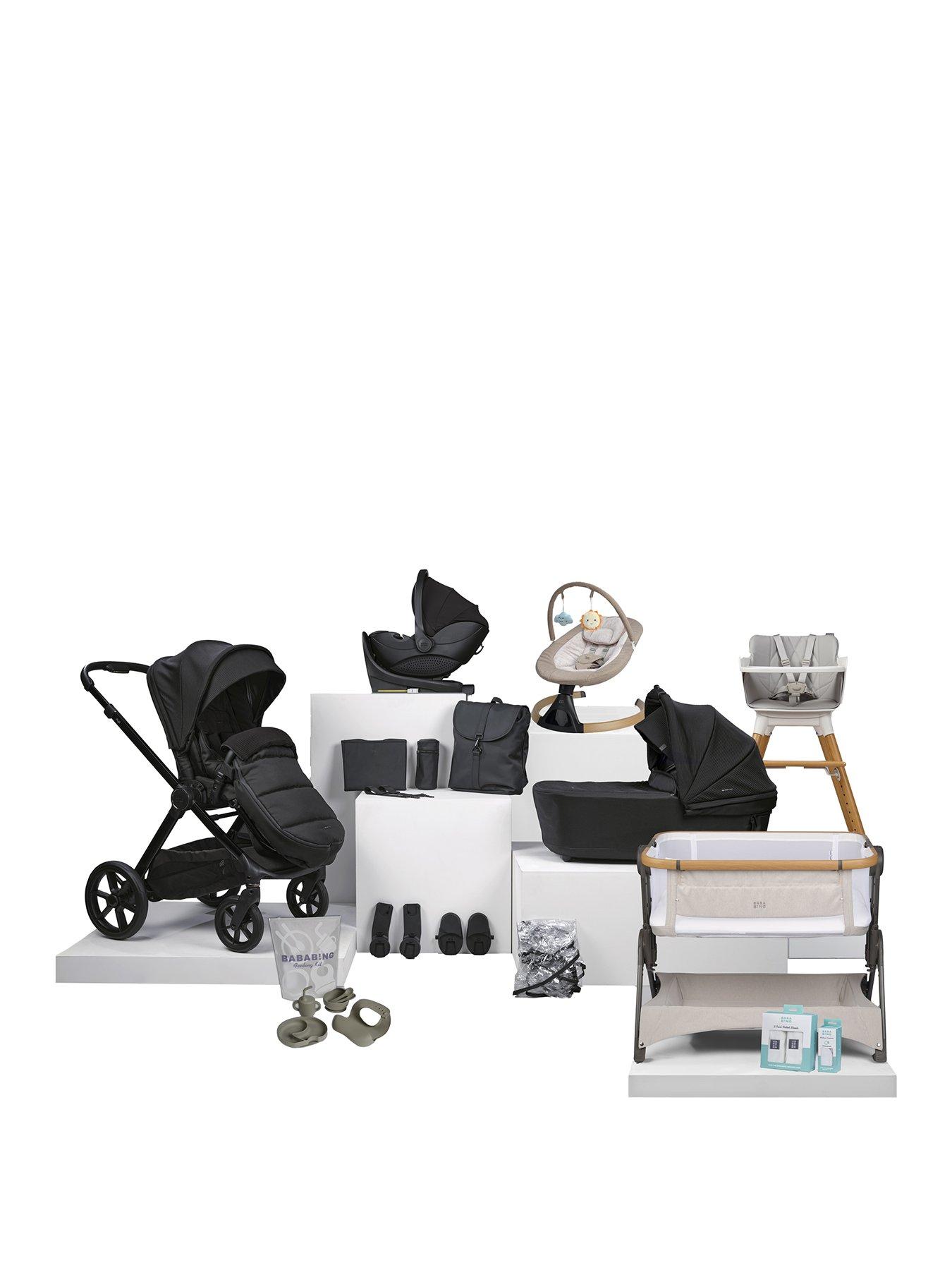 BabaBing! 18 Piece Raffi MKII Travel, Home & Feeding Bundle with Spin Car Seat & Isofix base - Satin Black