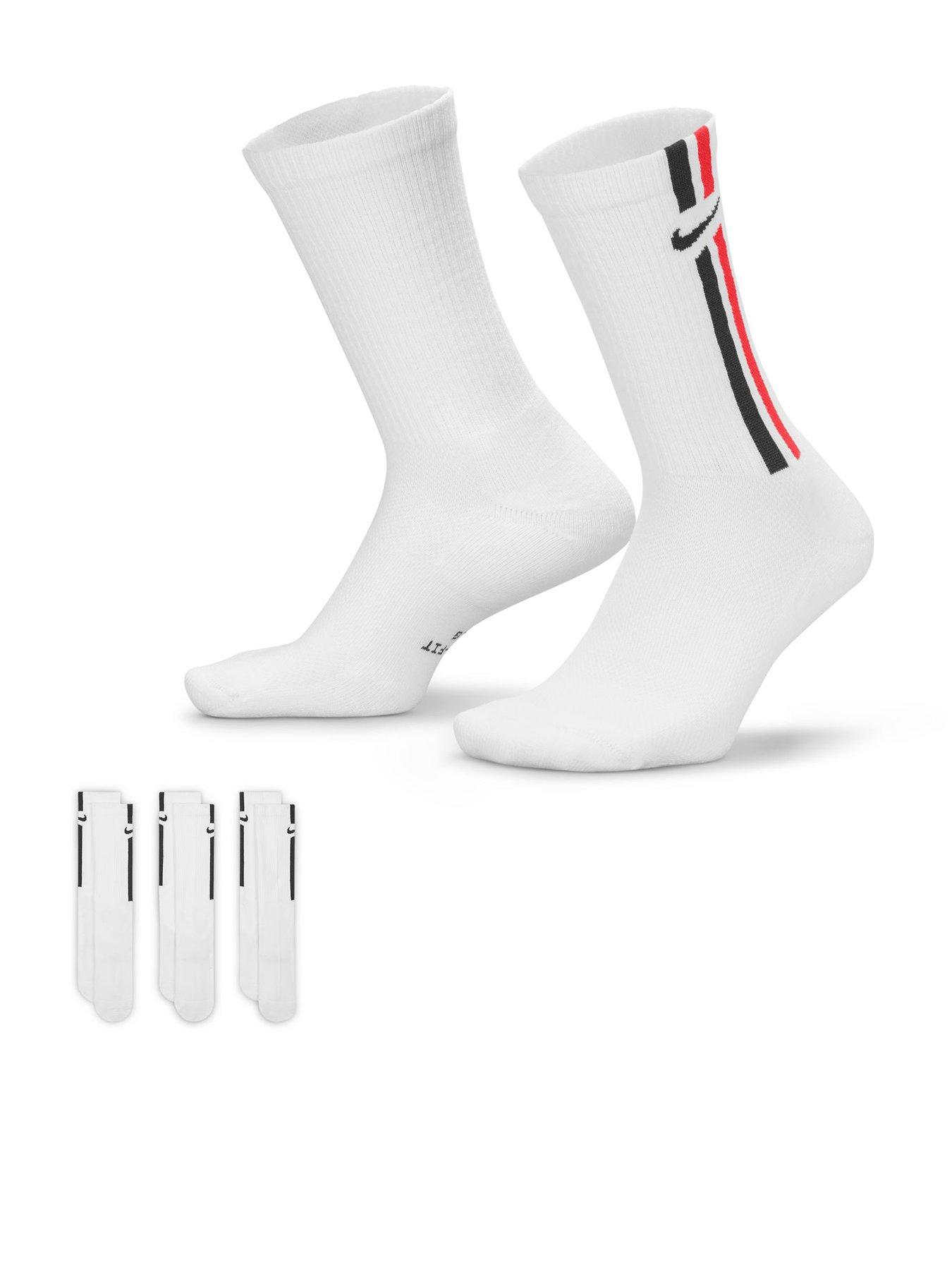 Nike Unisex Everyday Elevated Stripe Crew Socks 3 Pack - White