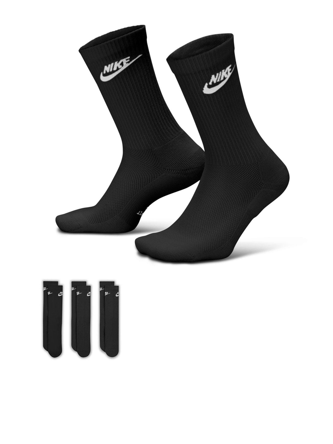 Nike Unisex Everyday Elevated Futura Crew Socks 3 Pack - Black/White