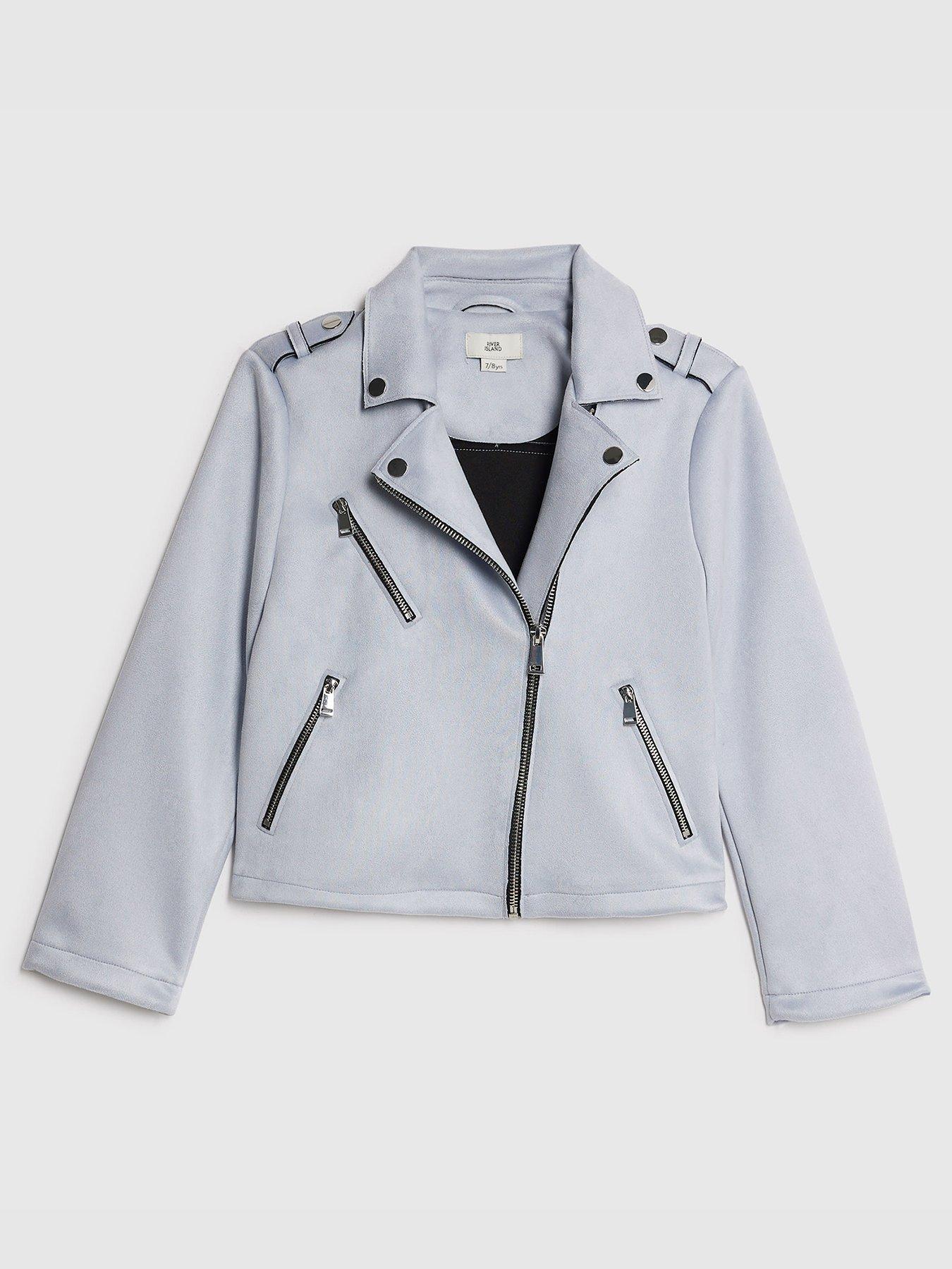 river-island-older-girls-faux-suede-biker-jacket-bluefront