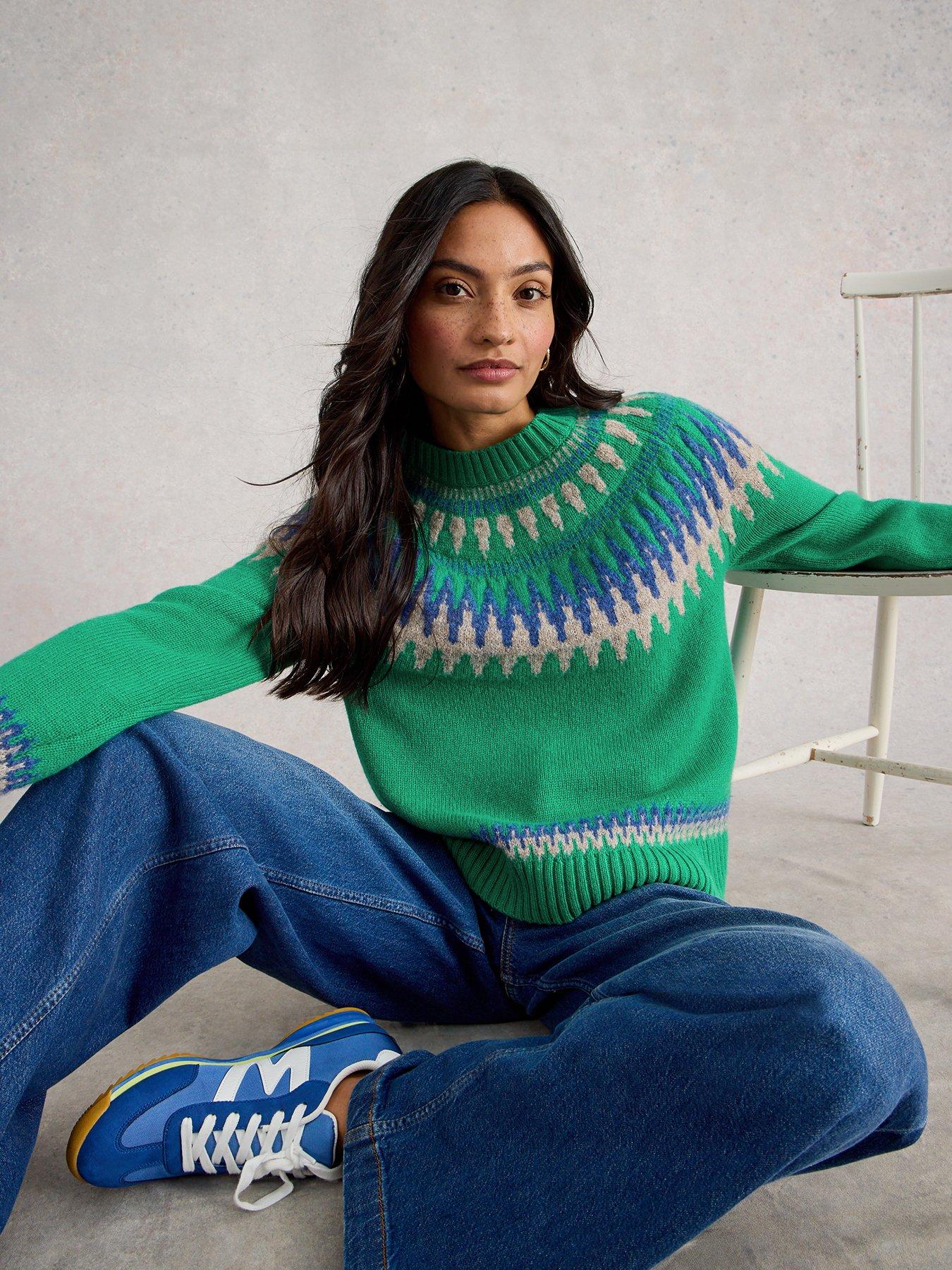Image 1 of 6 of White Stuff Fifi Fairisle Jumper - Green