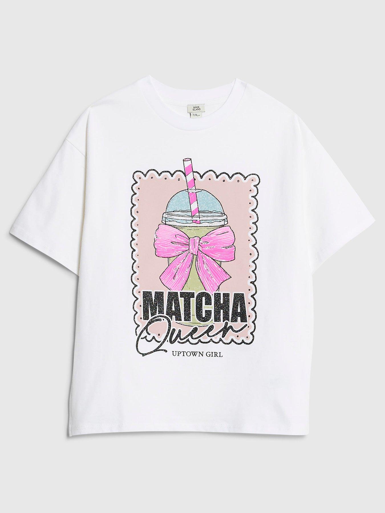 River Island Older Girls Matcha Queen T-Shirt - White