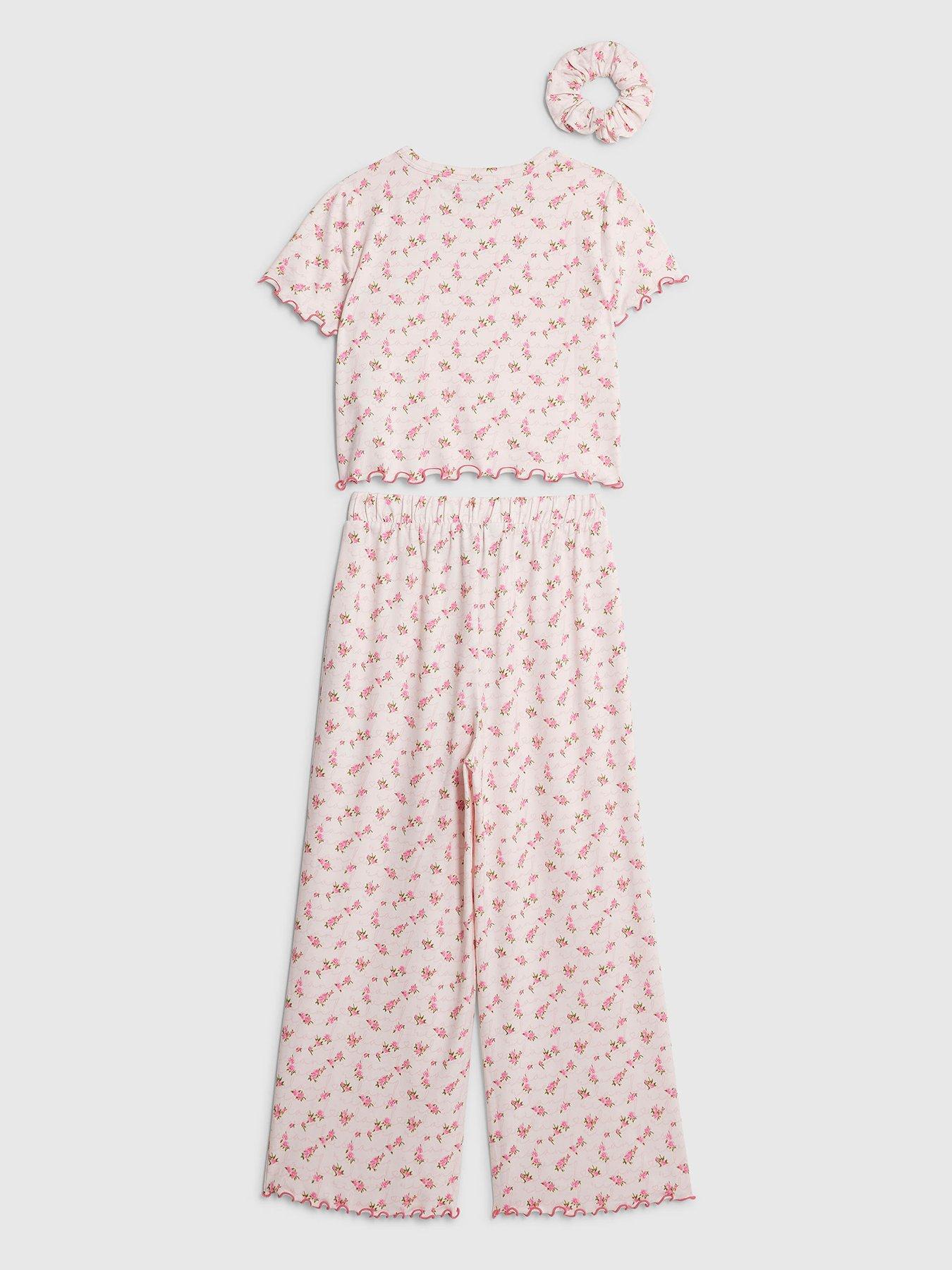 Image 2 of 4 of River Island Older Girls Rosebud Monogram Pyjamas Set - Pink