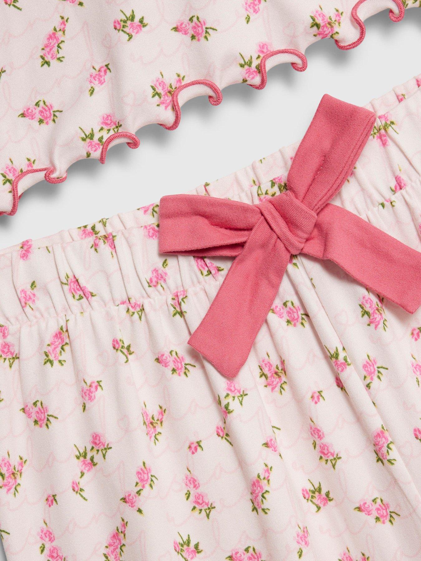 Image 3 of 4 of River Island Older Girls Rosebud Monogram Pyjamas Set - Pink