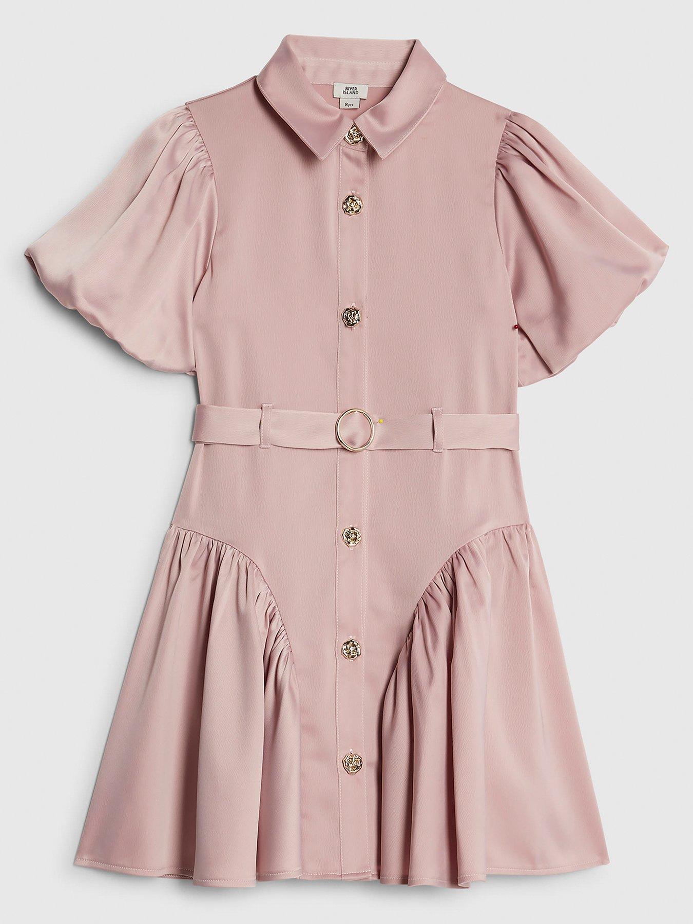 River Island Older Girls Satin Prom Dress - Pink