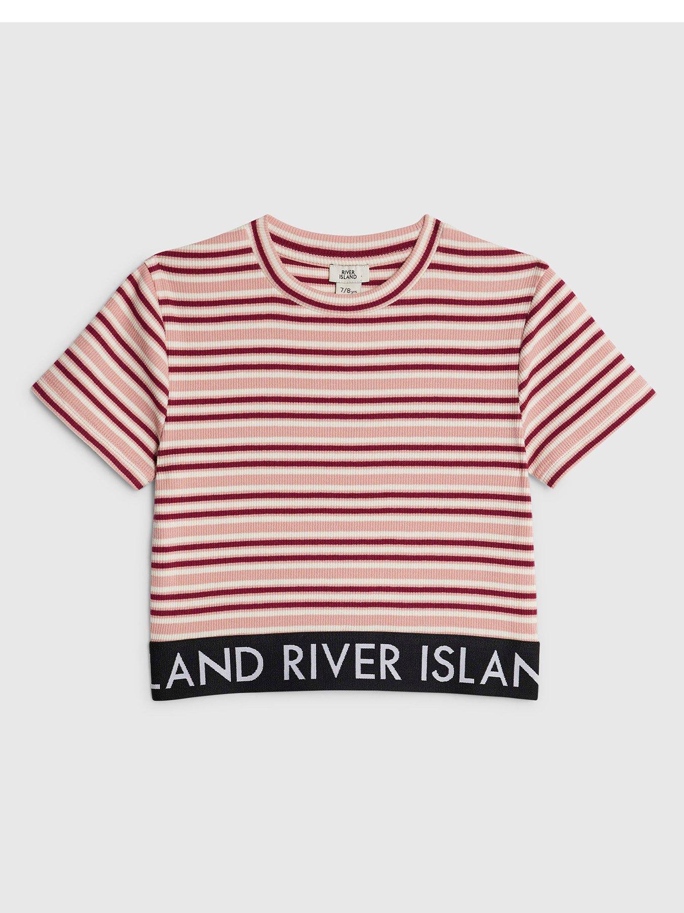 River Island Older Girls Stripe Waistband Top - Pink