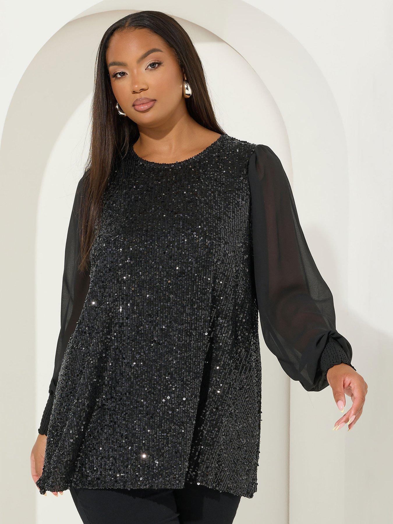 yours-curve-sequin-swing-top-black