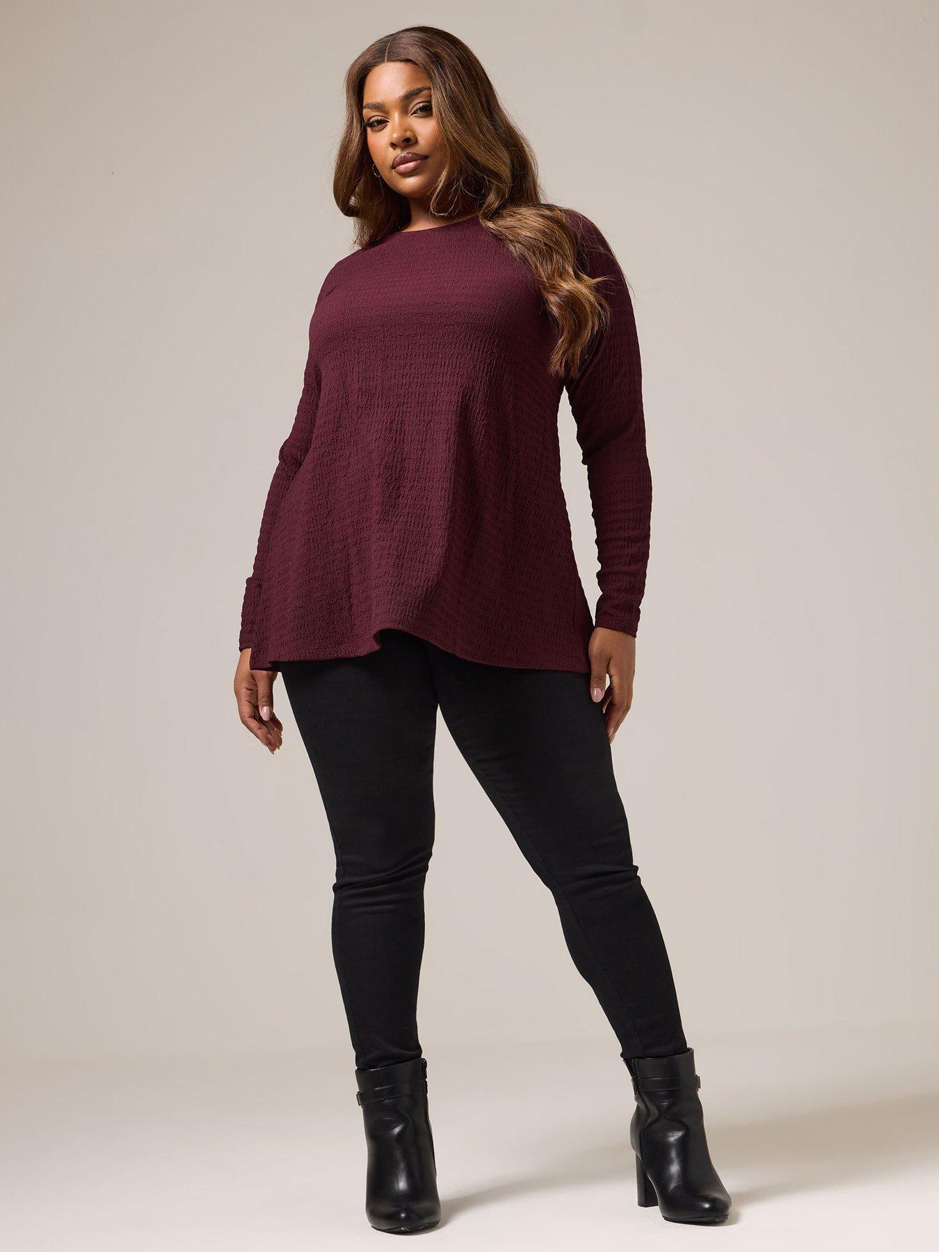 yours-curve-textured-long-sleeve-swing-top-redback