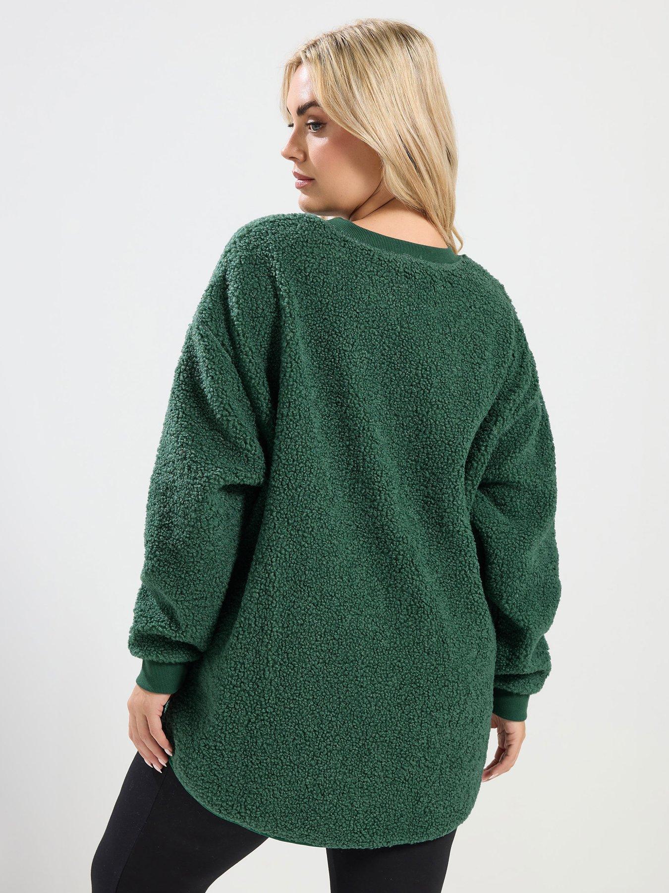 yours-curve-crew-neck-borg-fleece-jumper-greenstillFront