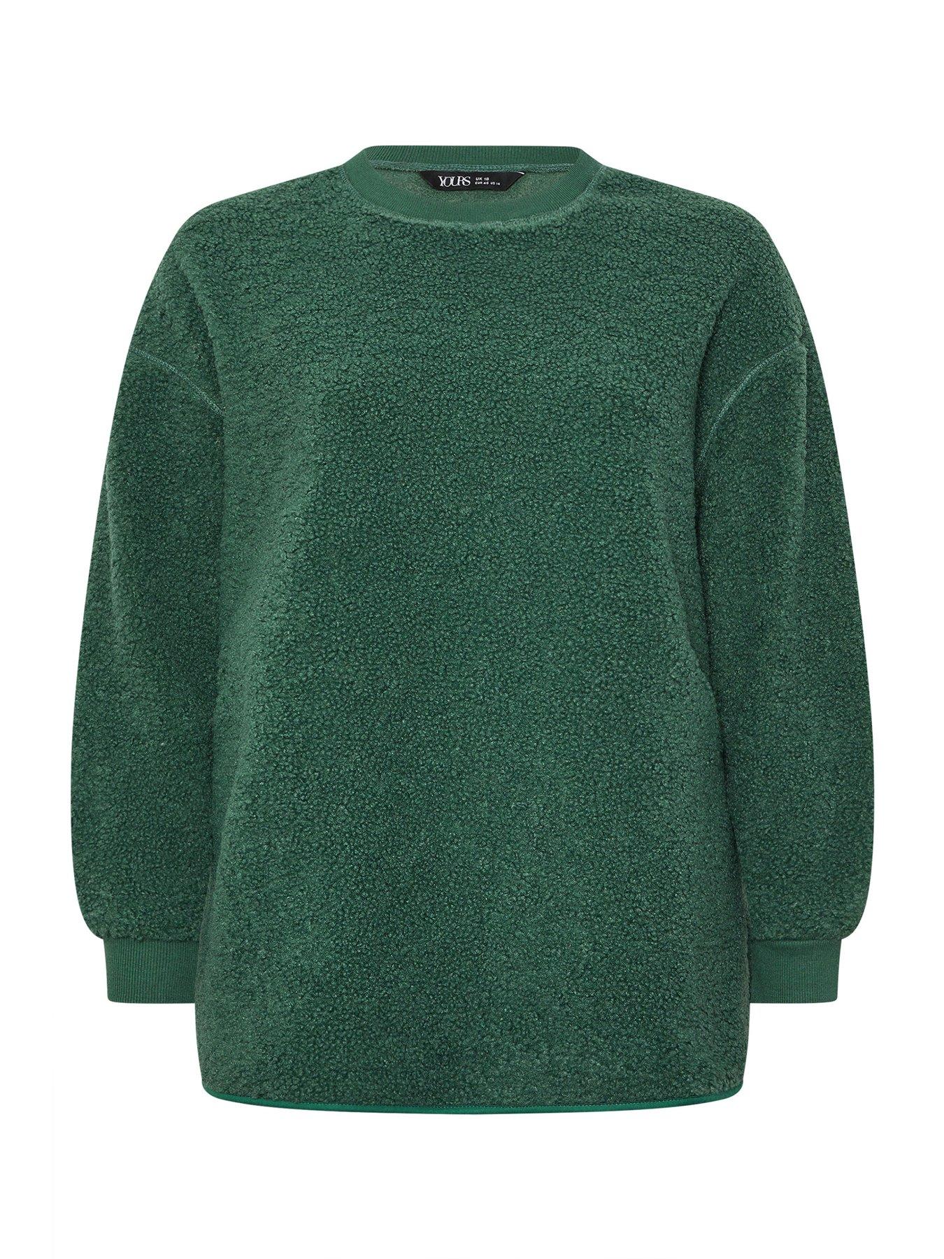 yours-curve-crew-neck-borg-fleece-jumper-greendetail