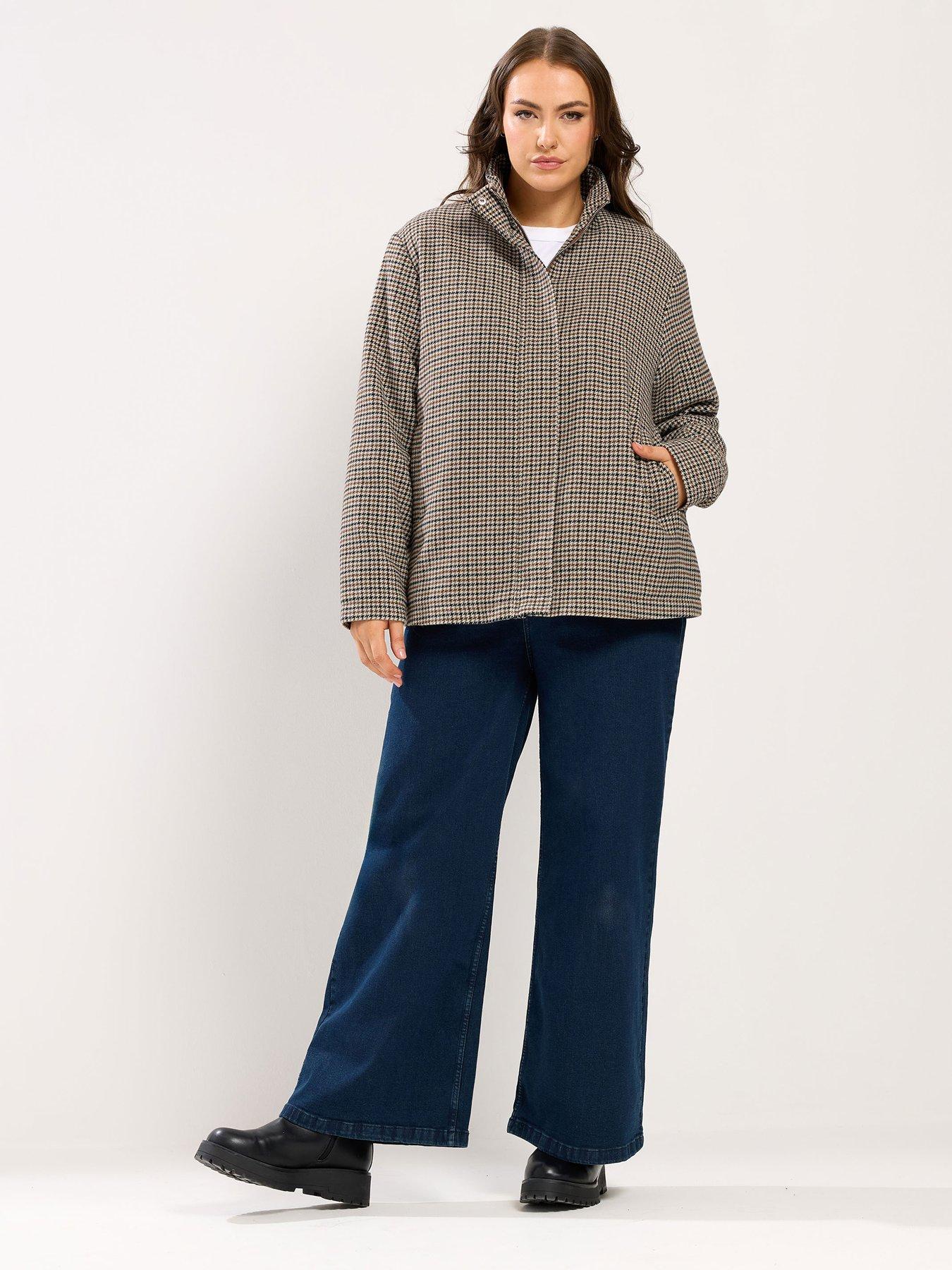 Image 3 of 5 of Yours Curve Checked Jacket - Black