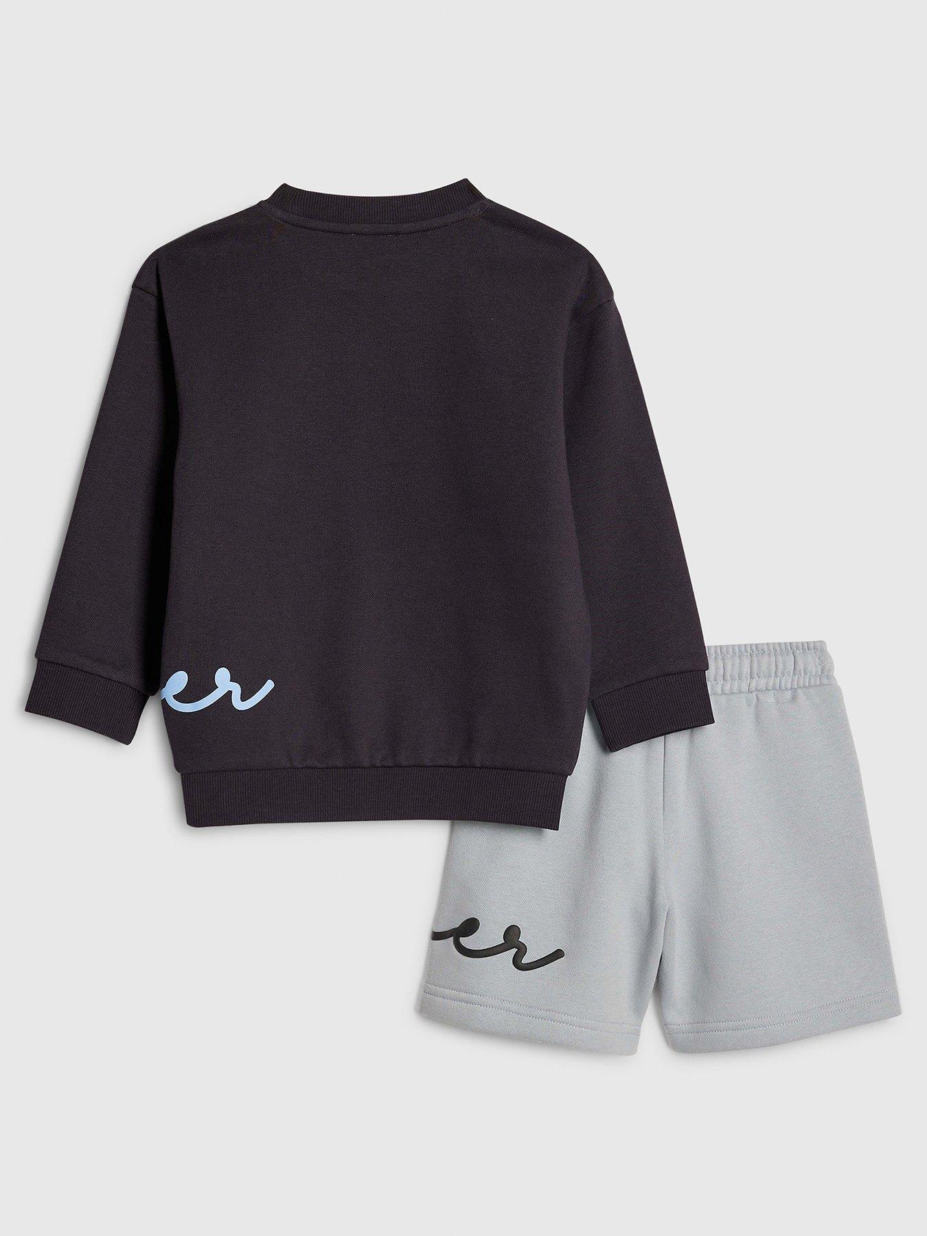 Image 2 of 5 of River Island Mini Mb Crew Short Set - Navy