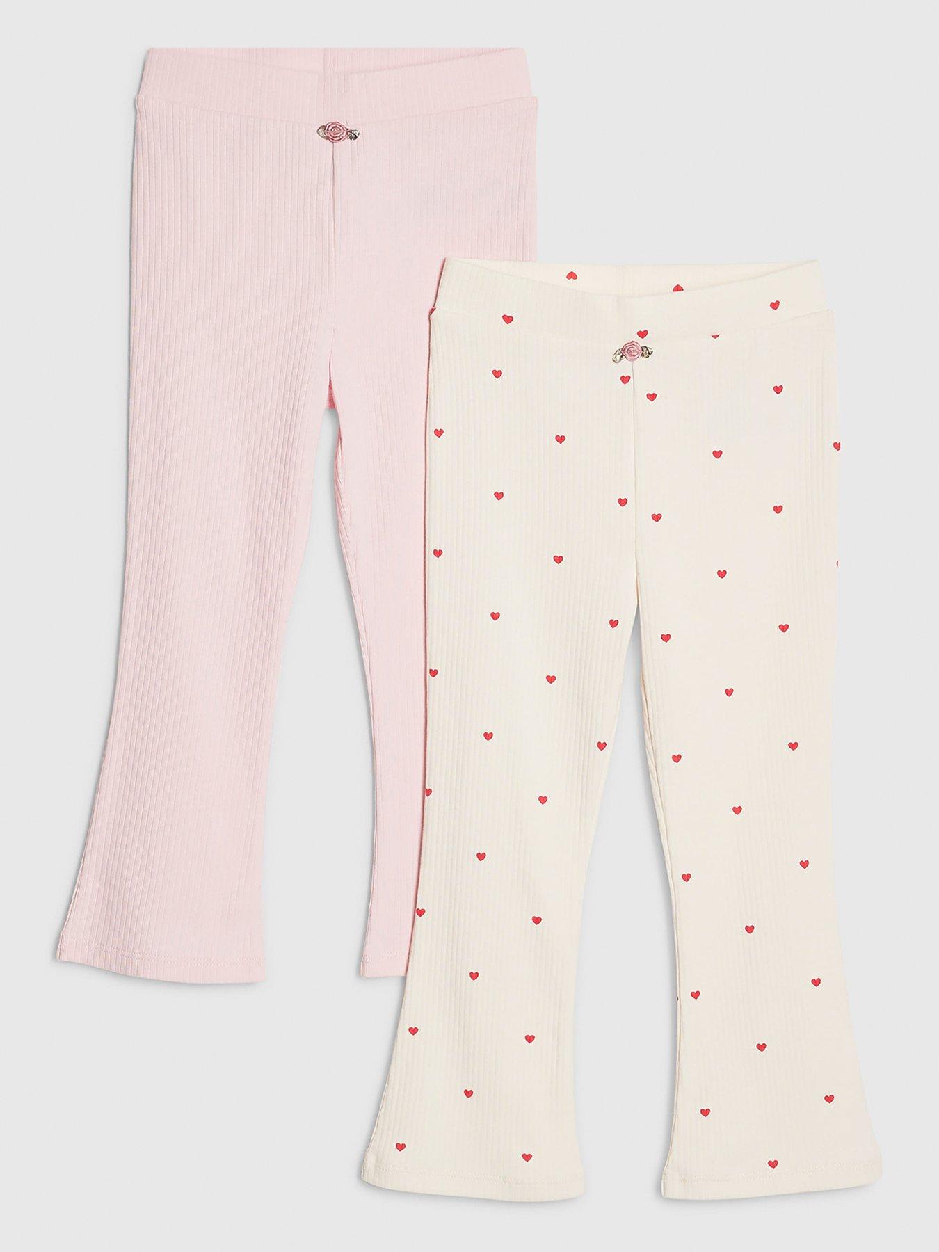 river-island-mini-girls-ribbed-2-pack-flared-trousers-pink