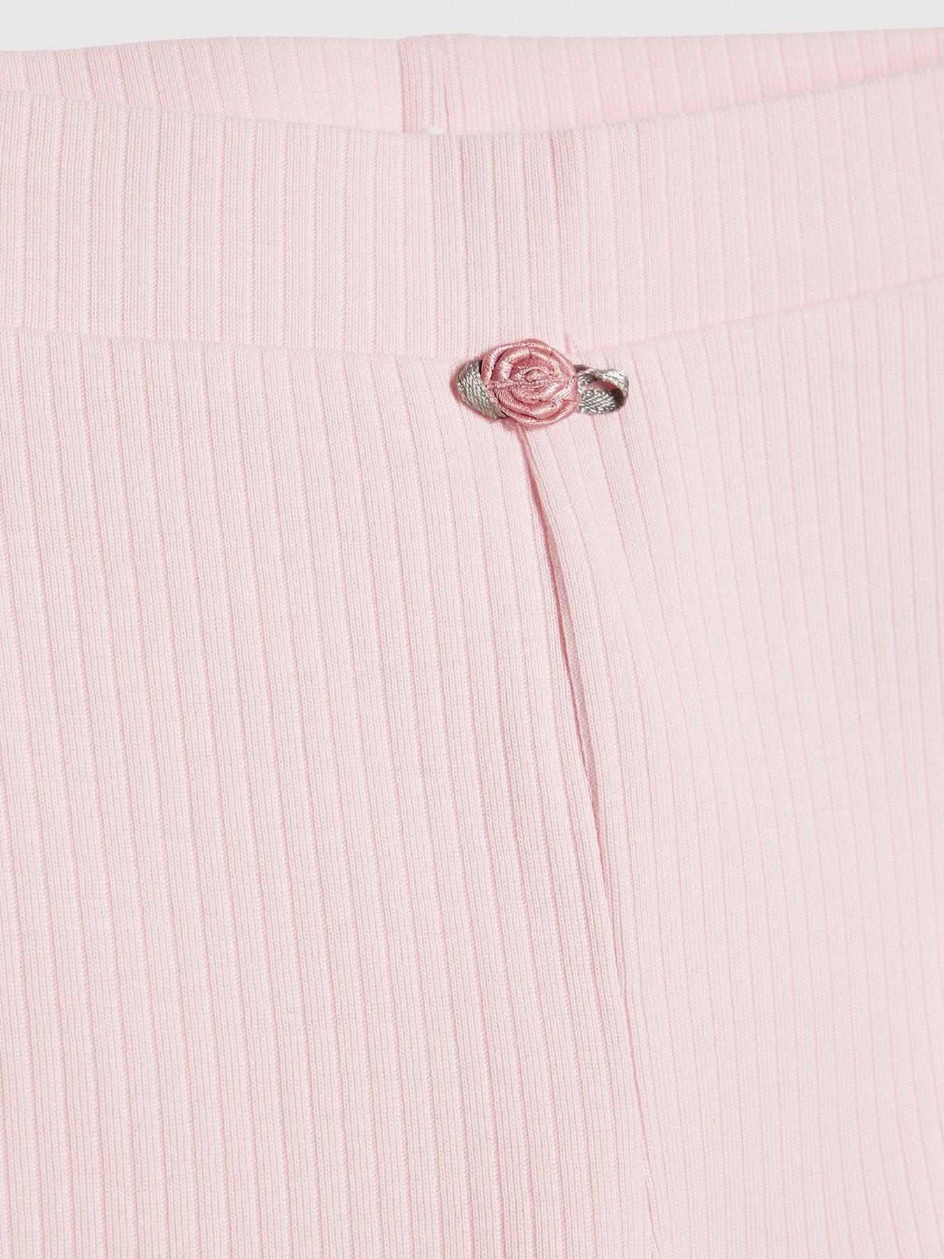 river-island-mini-girls-ribbed-2-pack-flared-trousers-pinkoutfit