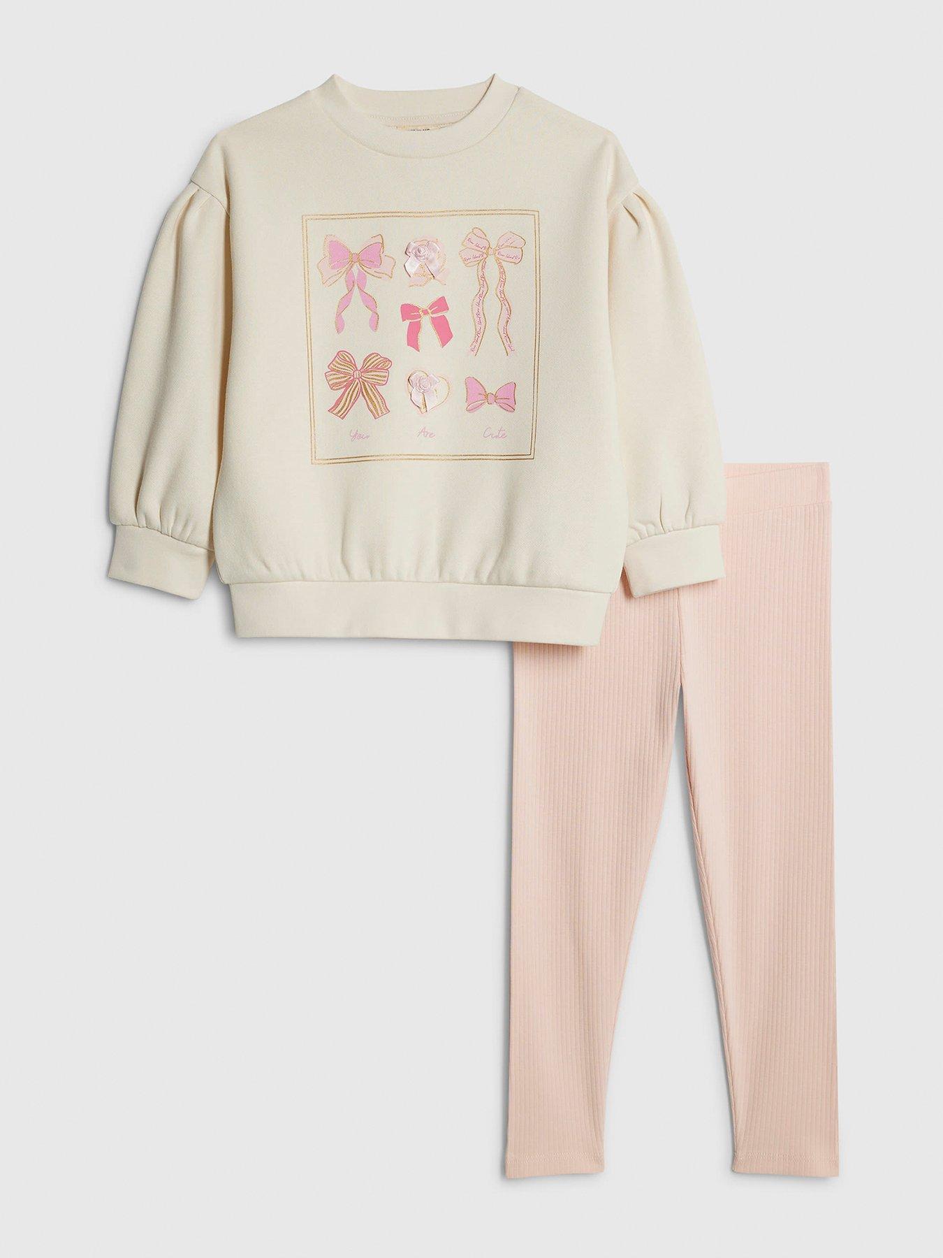 river-island-mini-girls-bow-box-sweatshirt-set-cream