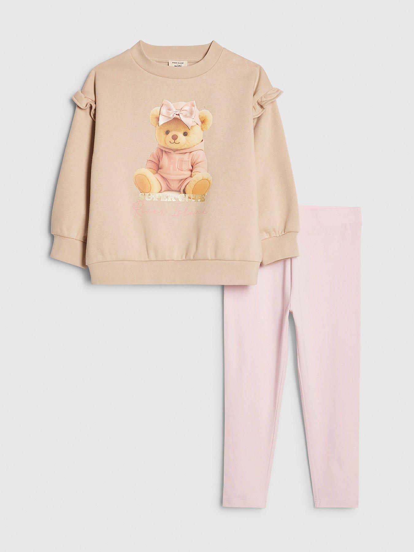 river-island-mini-girls-bow-hat-bear-sweatshirt-set-beige