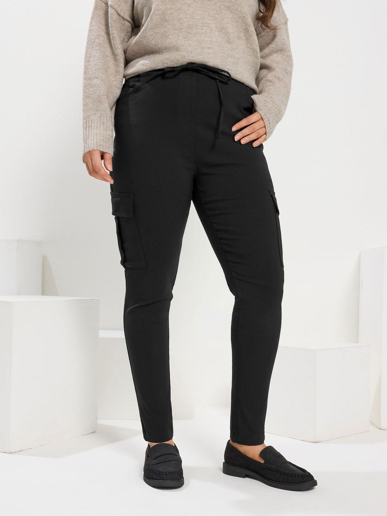 yours-curve-bengaline-cargo-tie-waist-trouser-black