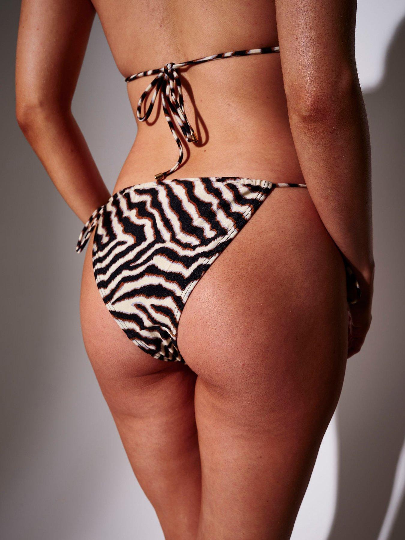 Image 3 of 3 of South Beach Zebra Print Bead Detail Triangle Bikini Top - Multi