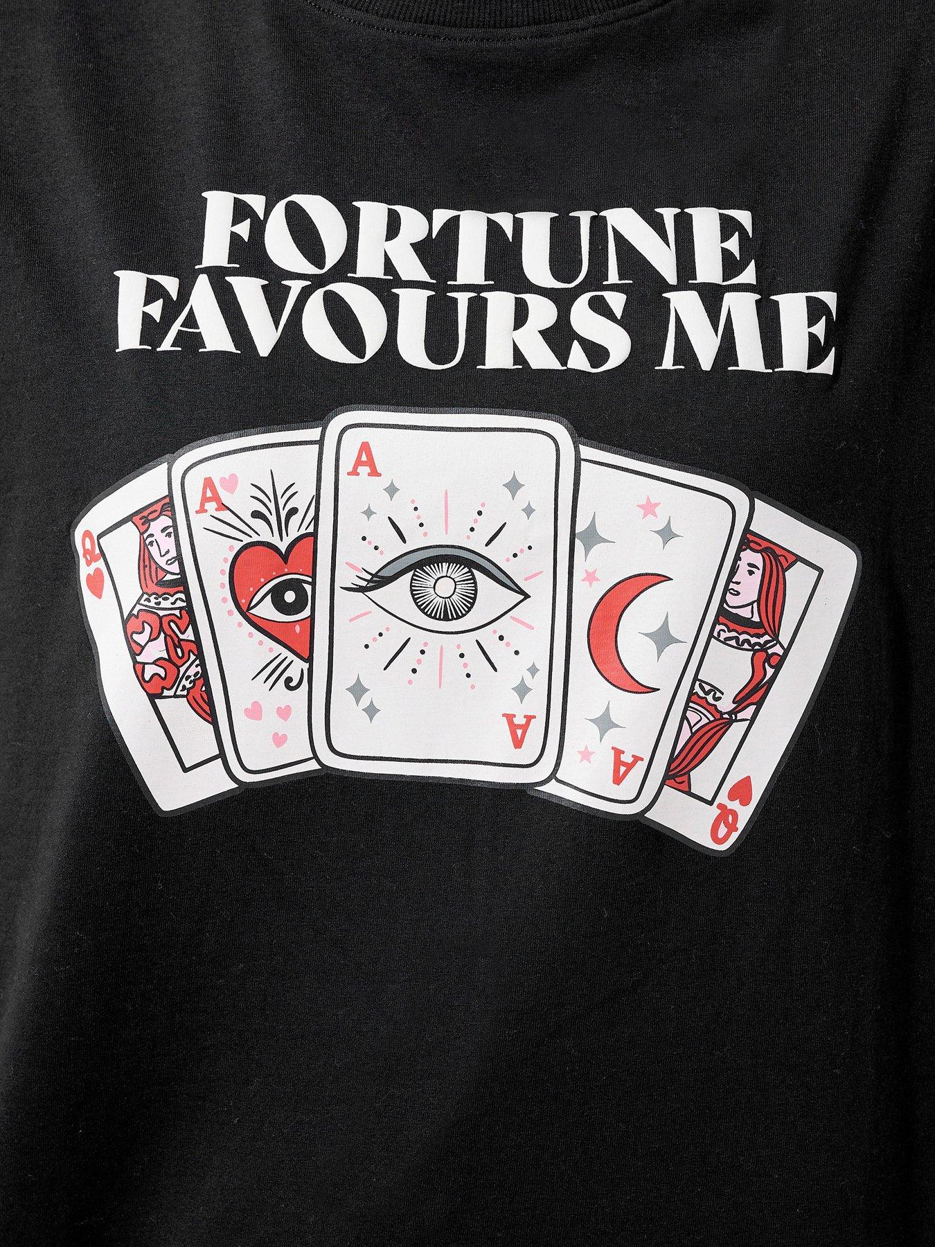 Image 4 of 4 of Yours Curve Fortune Card T-shirt - Black