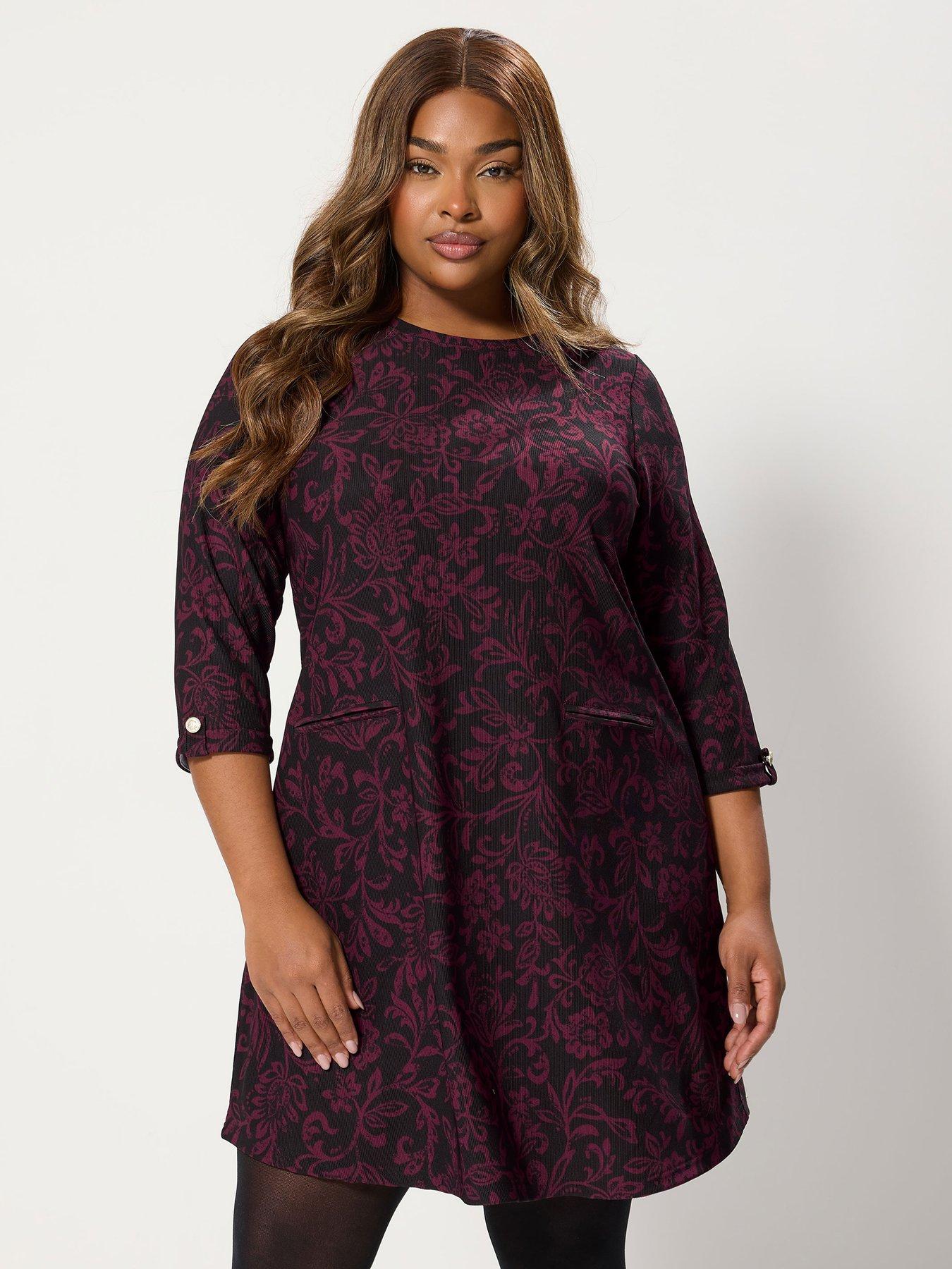 yours-curve-ponte-rib-dress-black