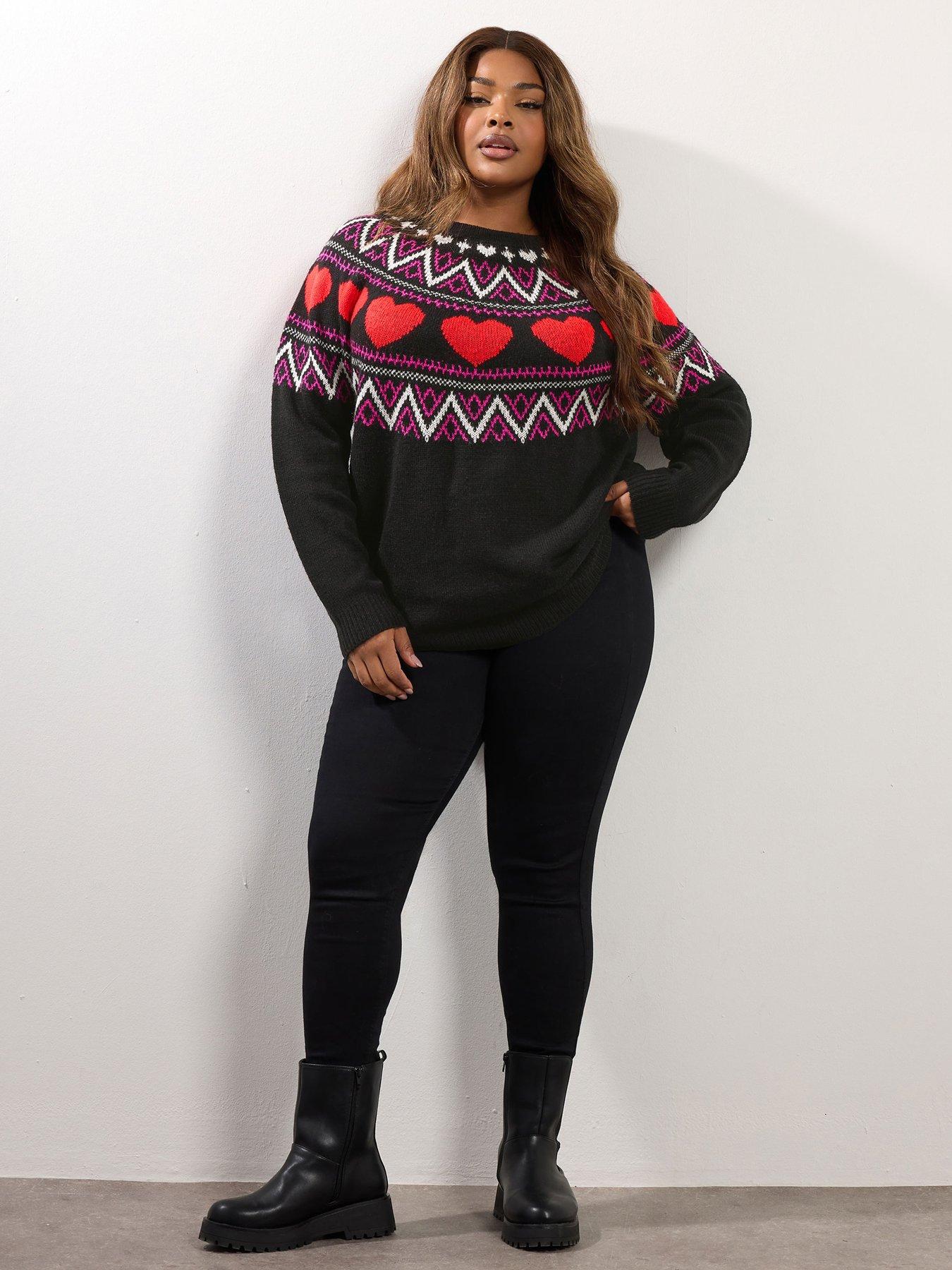 Image 3 of 4 of Yours Curve Fairisle Heart Jumper - Ivory