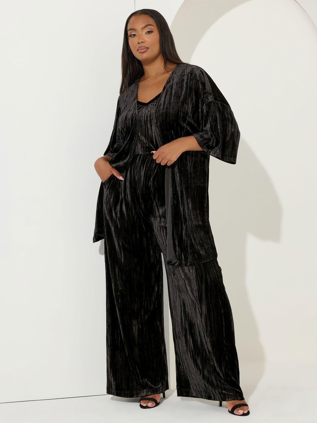 yours-curve-crushed-velour-wide-leg-trouser-blackback