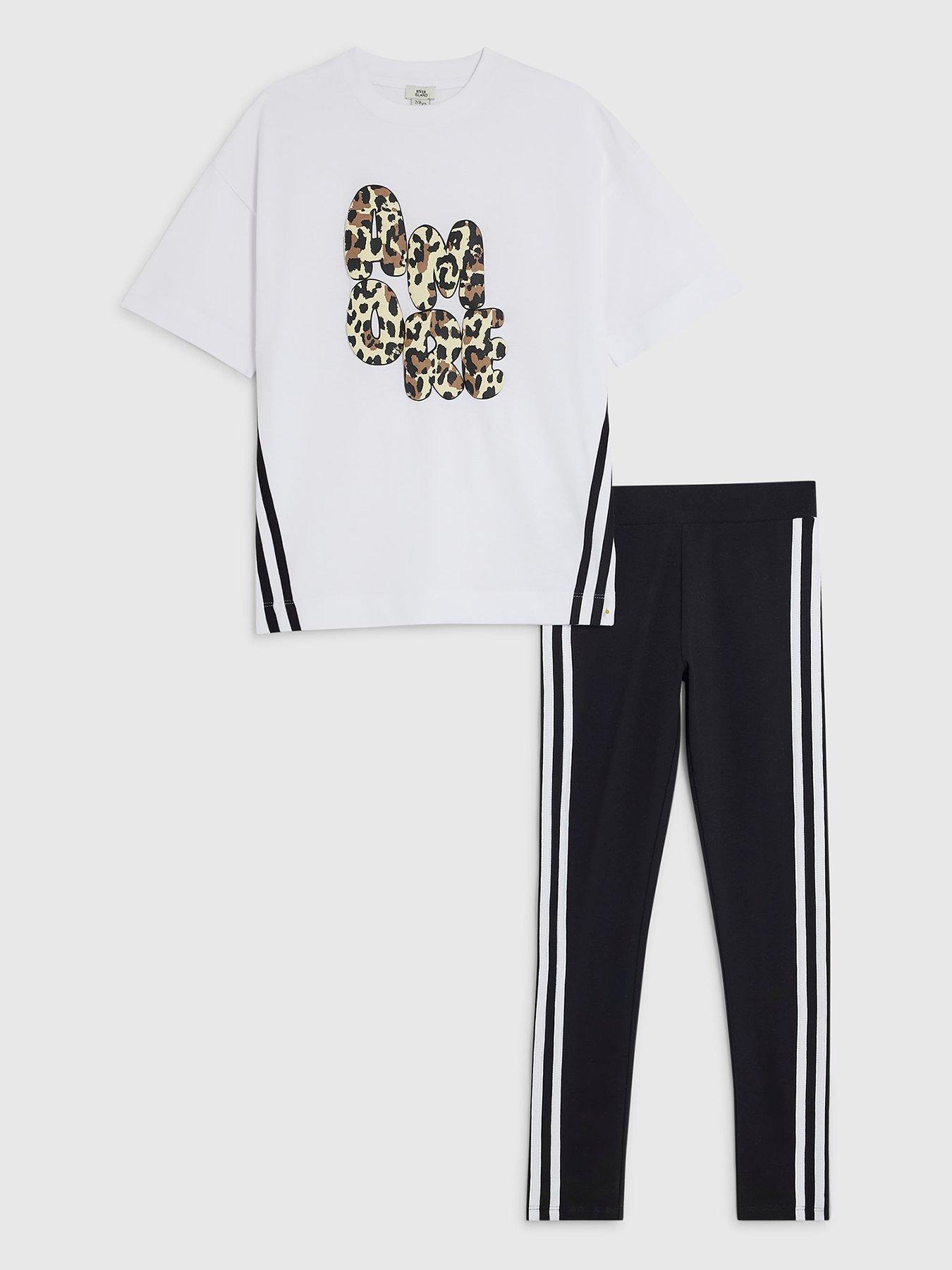 river-island-older-girls-leopard-amore-t-shirt-set-white
