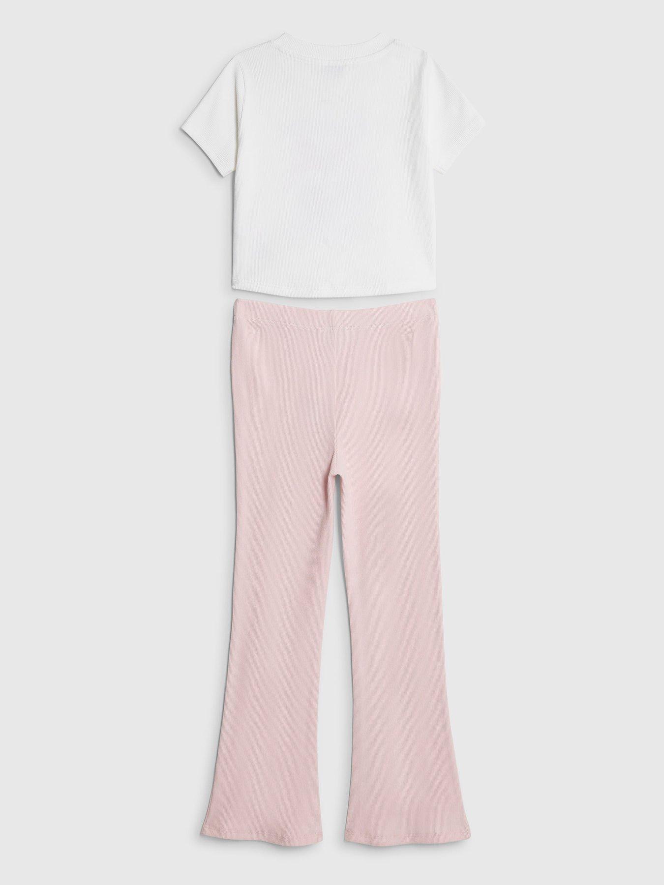 Image 2 of 4 of River Island Older Girls Manhattan Cherry T-Shirt Set - White