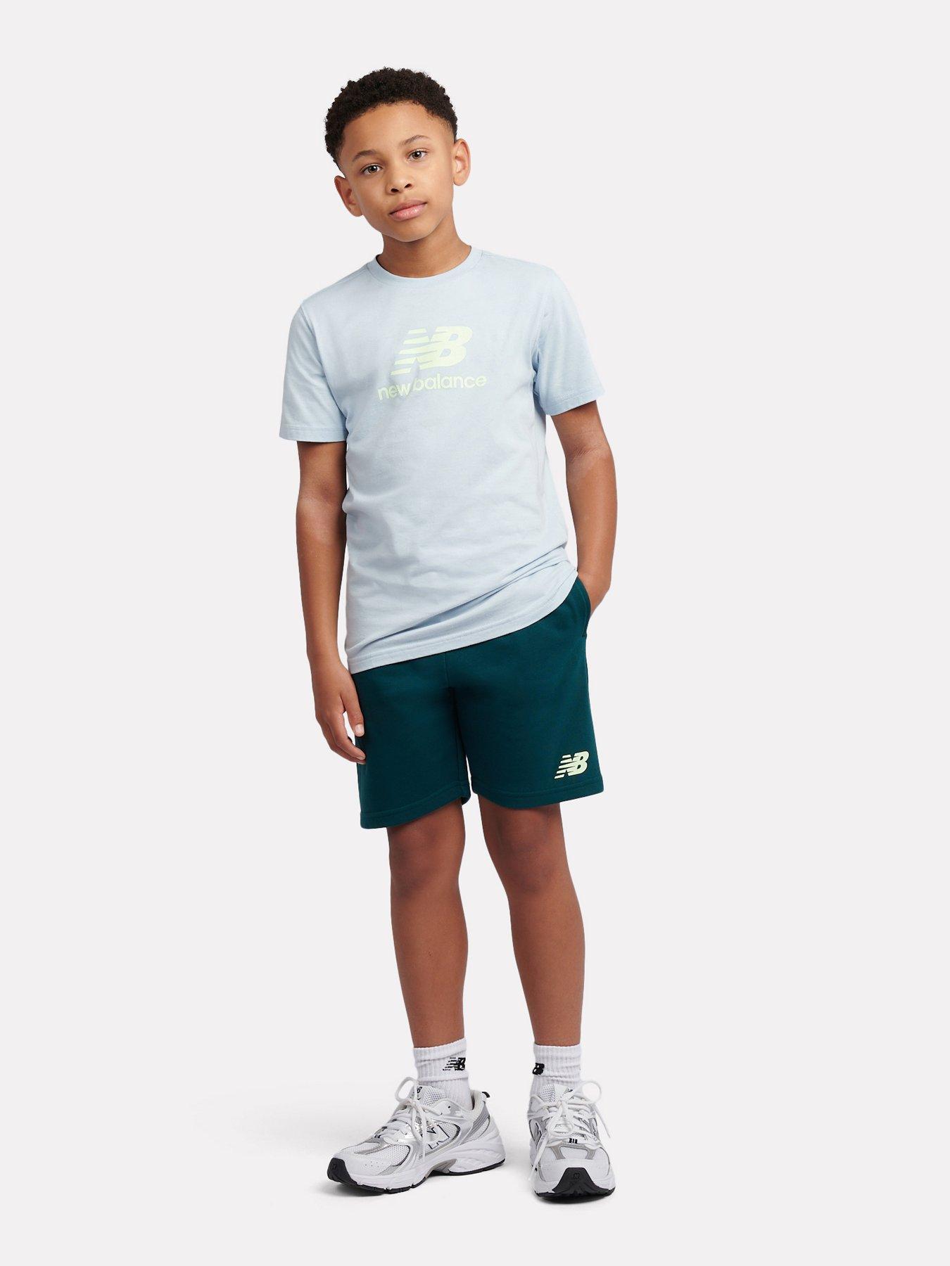 New Balance Junior Boys Stacked Logo Tee And Short Set - Light Blue