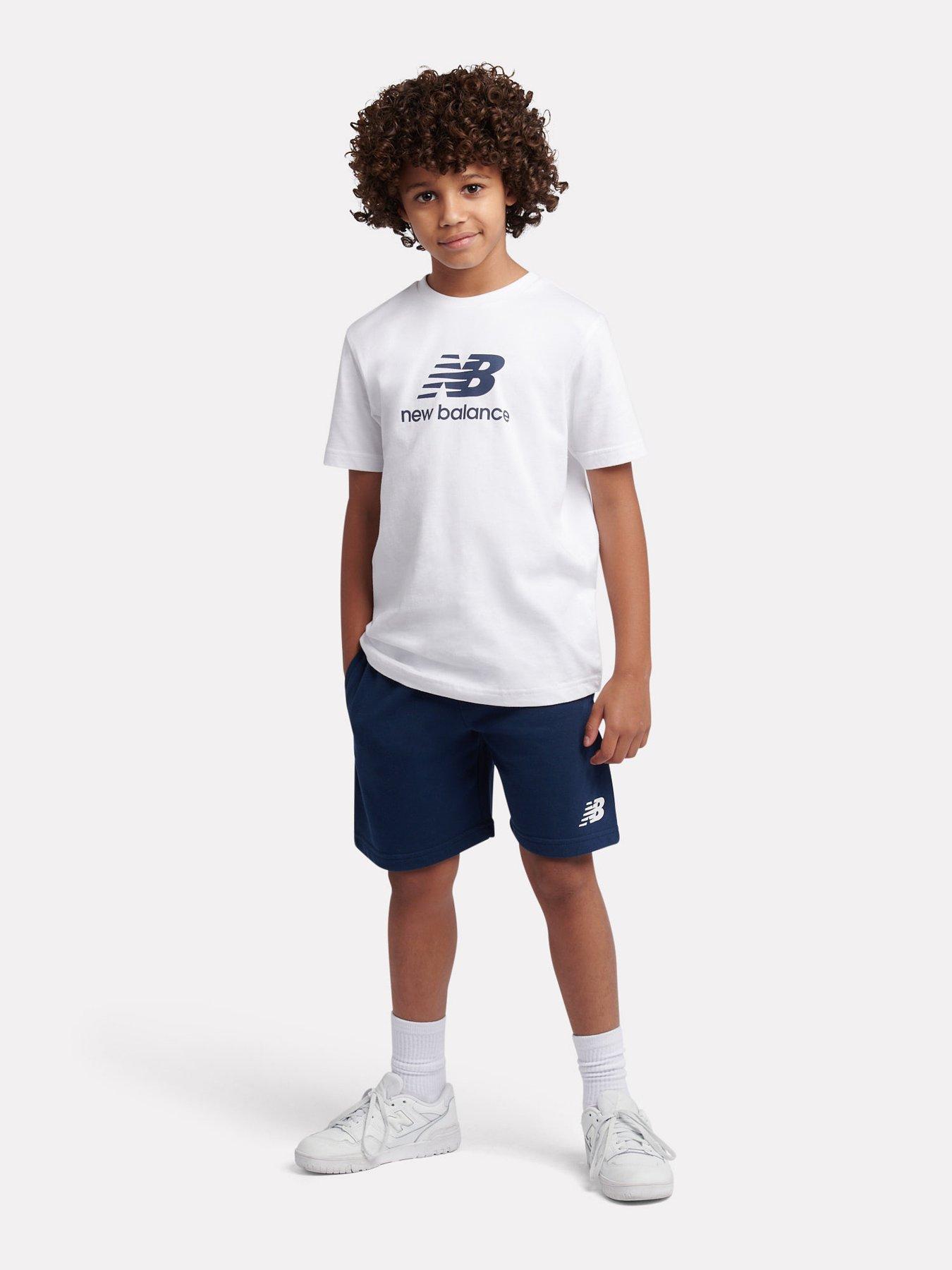 New Balance Junior Boys Stacked Logo Tee And Short Set - White