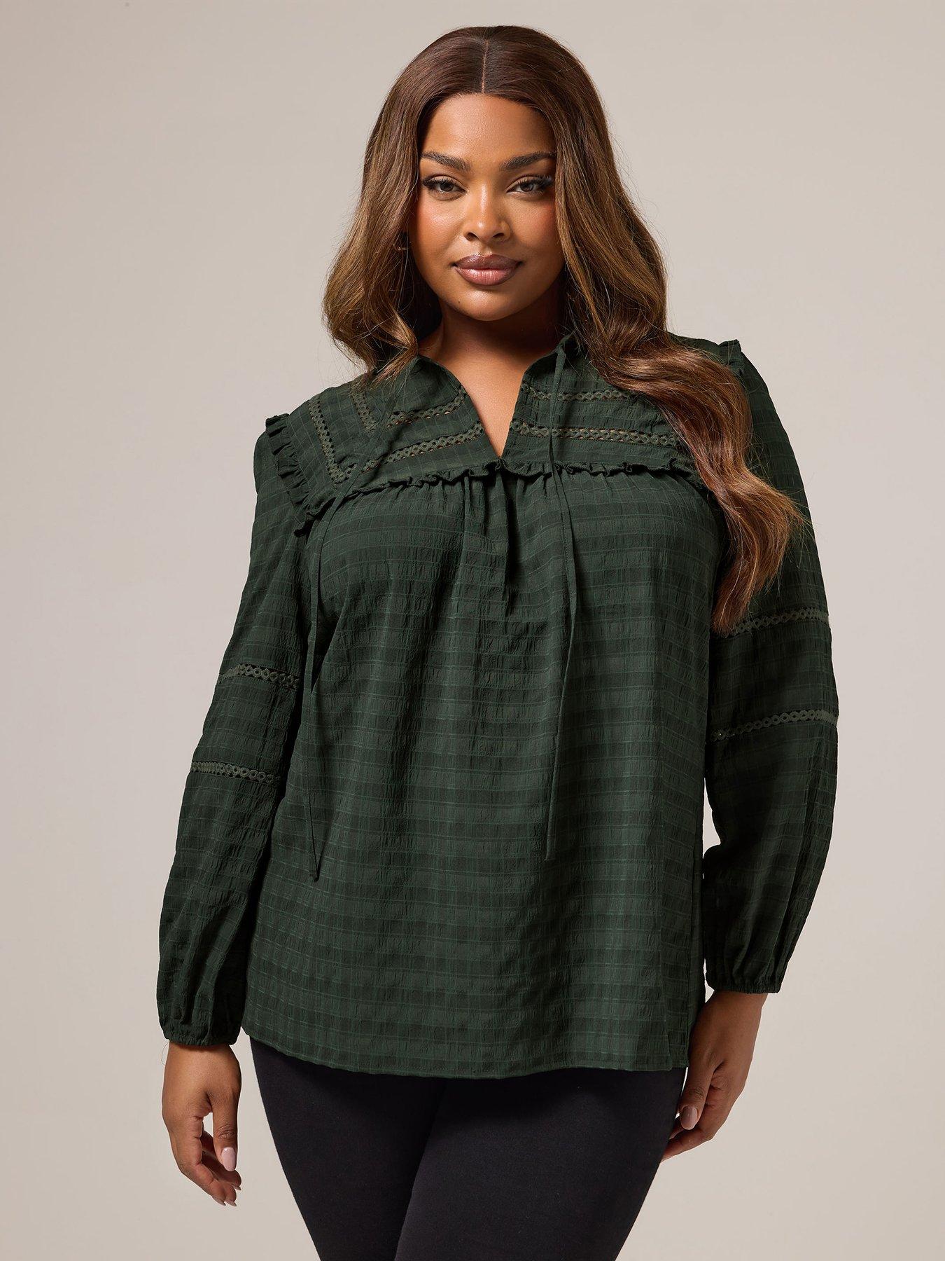 yours-curve-long-sleeve-detail-top-green