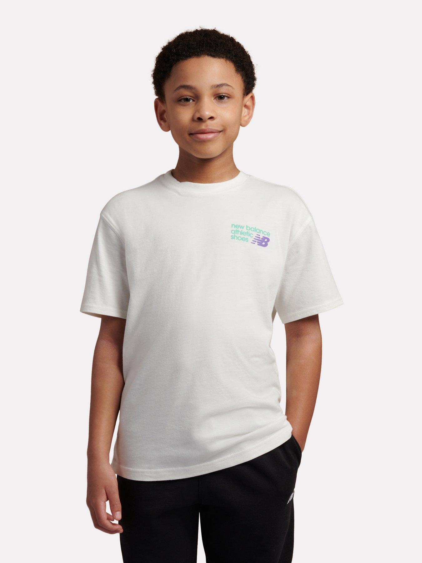 New Balance Junior Boys NB Athletics Oversized Graphic T-Shirt - Off White
