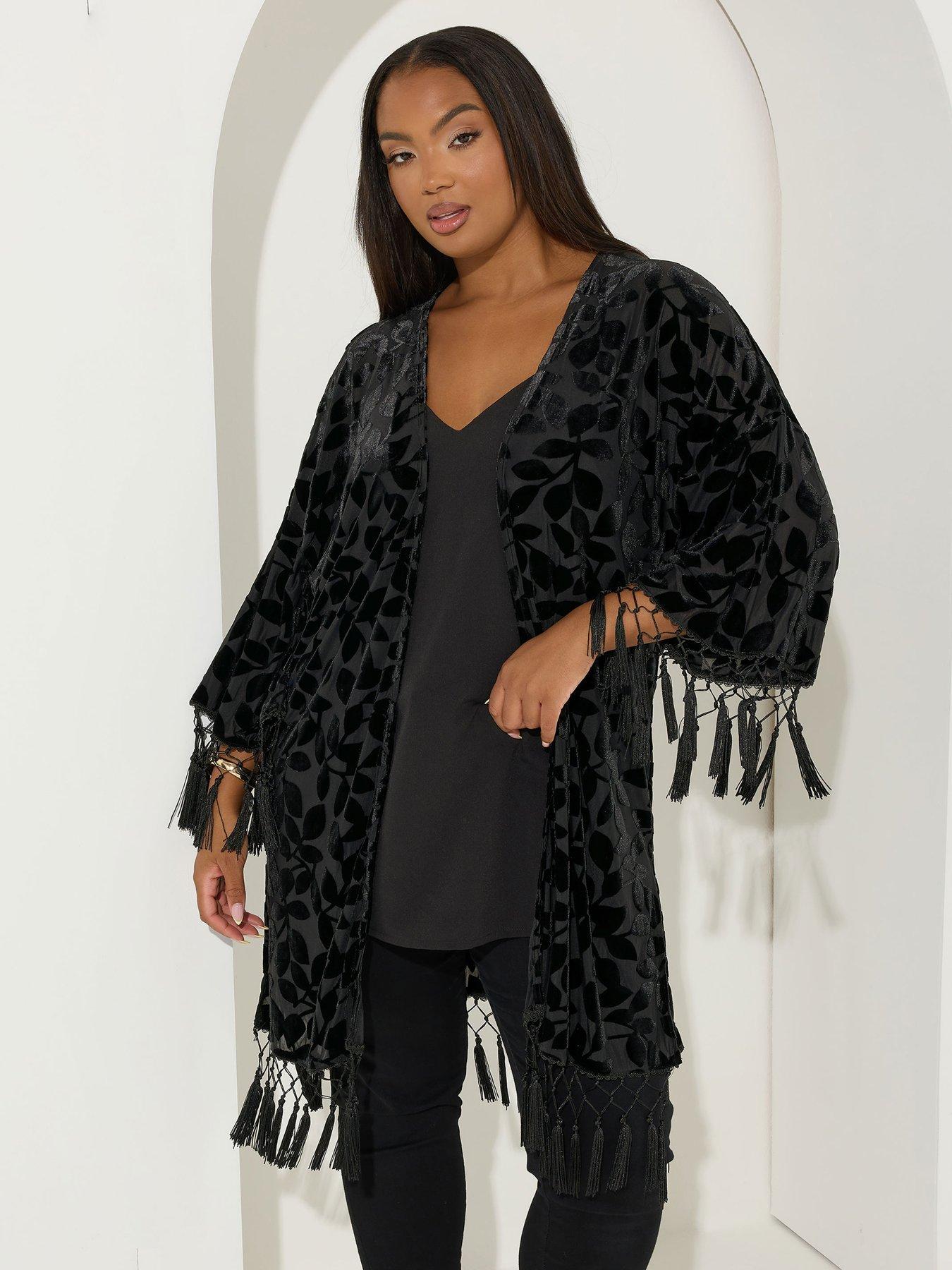 Image 4 of 4 of Yours Curve Devore Cover Up - Black
