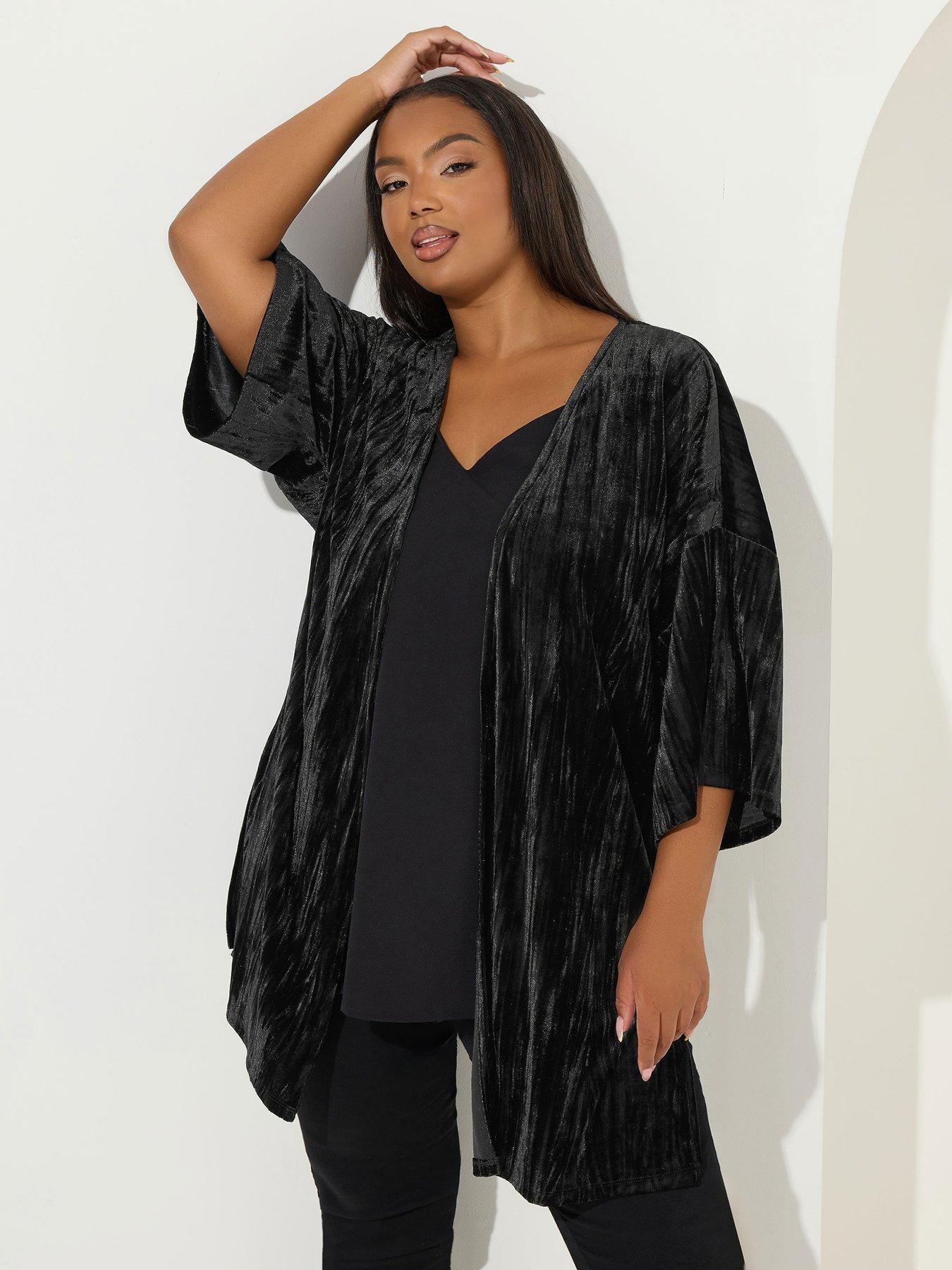 Yours Curve Crushed Velour Cover Up - Black