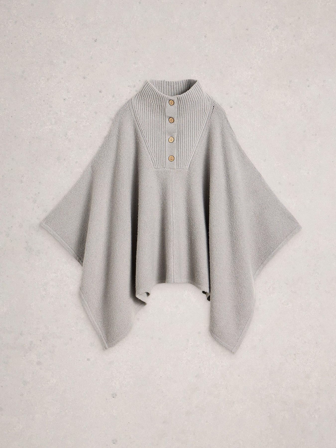 White Stuff Funnel Neck Poncho - Grey