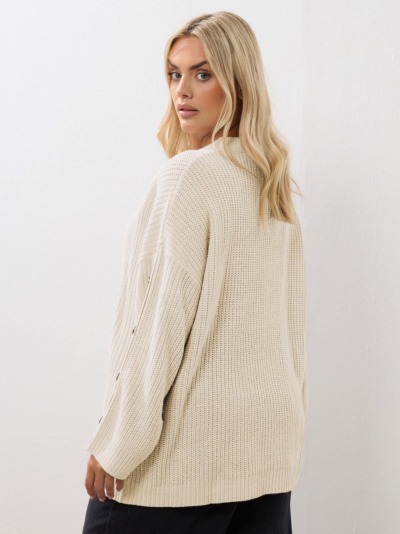 yours-curve-button-sleeve-jumper-naturalstillFront